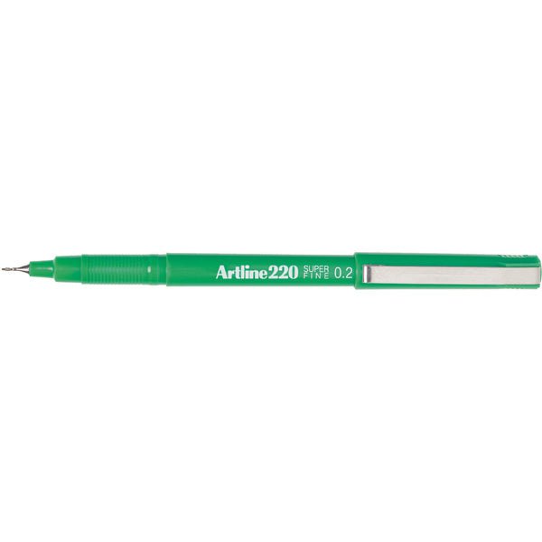 Artline 220 Fineliner Pen Set - 0.2mm Ultra Fine Tip Green Marker Pens (12 Pack) for Sketching, Note Taking & Bullet Journaling