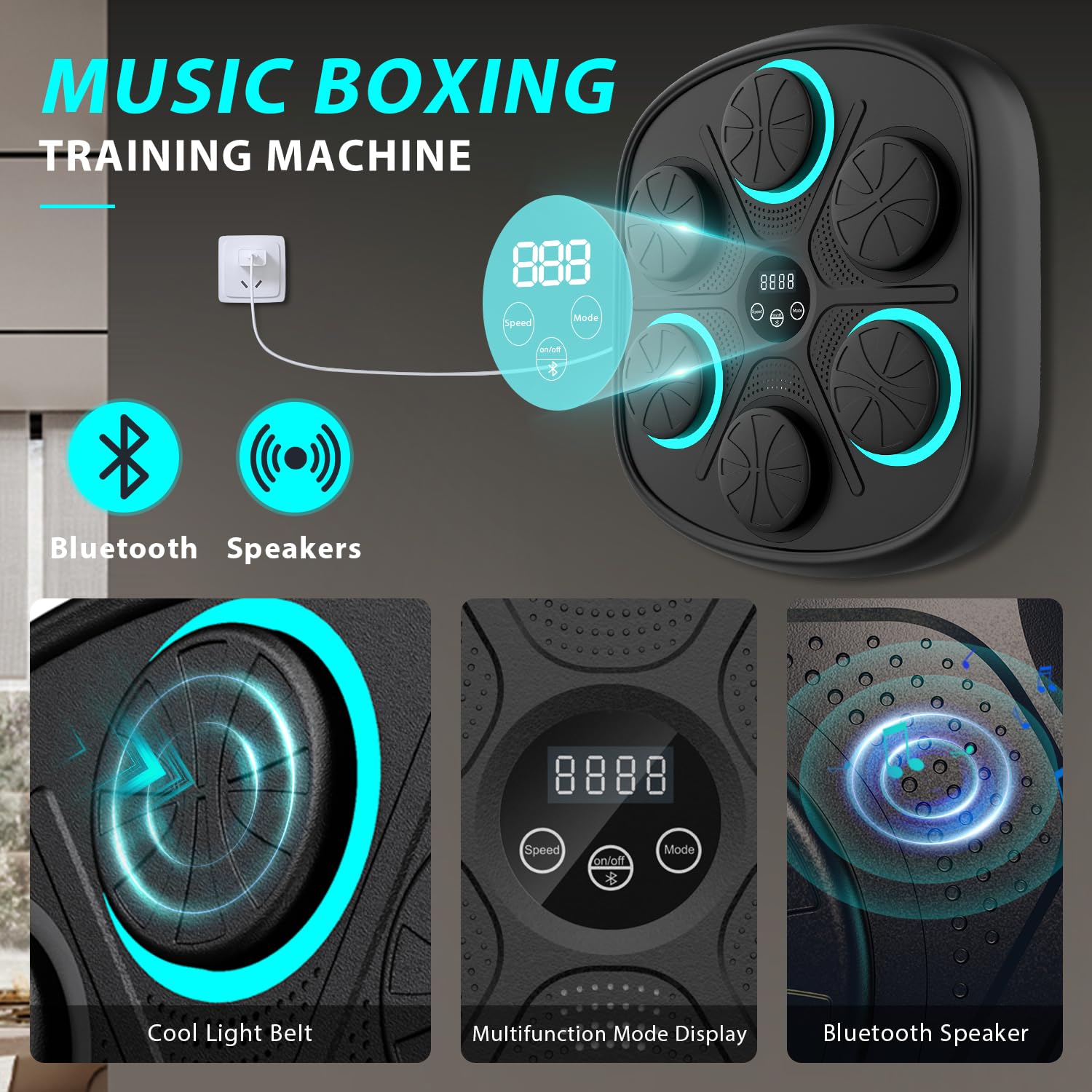 2024 New Smart Bluetooth Boxing Machine with LED Display - Electronic Wall Mounted Home Workout Trainer for Adults & Kids | Includes Premium Boxing Gloves | Perfect for Home Gym, Fitness Training & Stress Relief