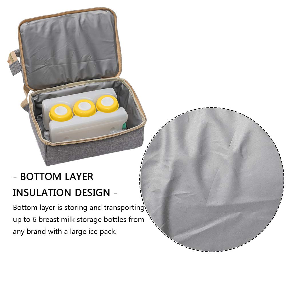 Breast Pump Backpack with Cooler & Moistureproof Double Layer - Large Grey Nursing Bag for Breastfeeding Moms, USB Charging Port - Perfect for Work, Travel & Outdoor Pumping