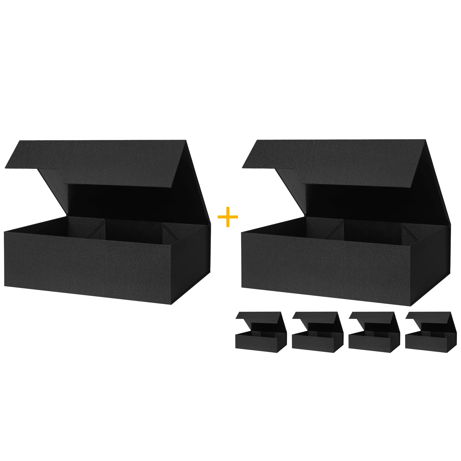 YAWOIRG 6-Pack Large Black Gift Boxes 13x9x4 Inches - Extra Big Magnetic Closure Present Box with Lid for Gift Wrapping | Matte Finish Square Box for Jewelry, Watches, Luxury Gifts & Holiday Presents