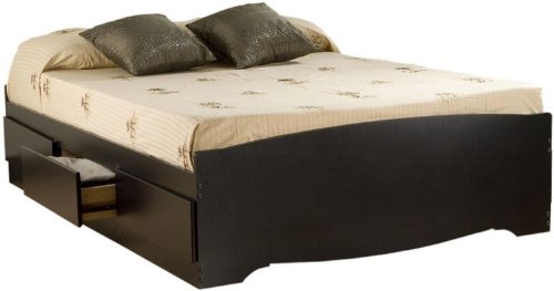 Prepac Mate's 6-Drawer Queen Platform Storage Bed in Black - Space-Saving Bedroom Furniture for Small Apartments & Dorm Rooms