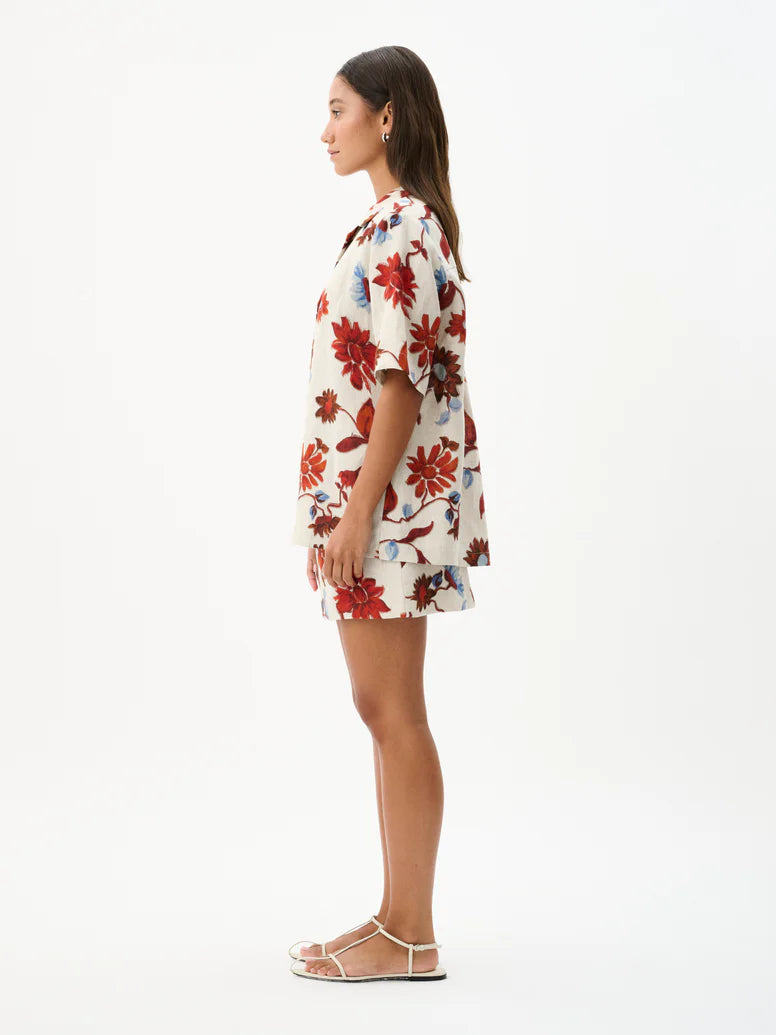 CRUZ Women's Cactus Bloom Sand Print Shirt - Stylish Floral Blouse for Casual Wear, Beach Outings, and Summer Fashion
