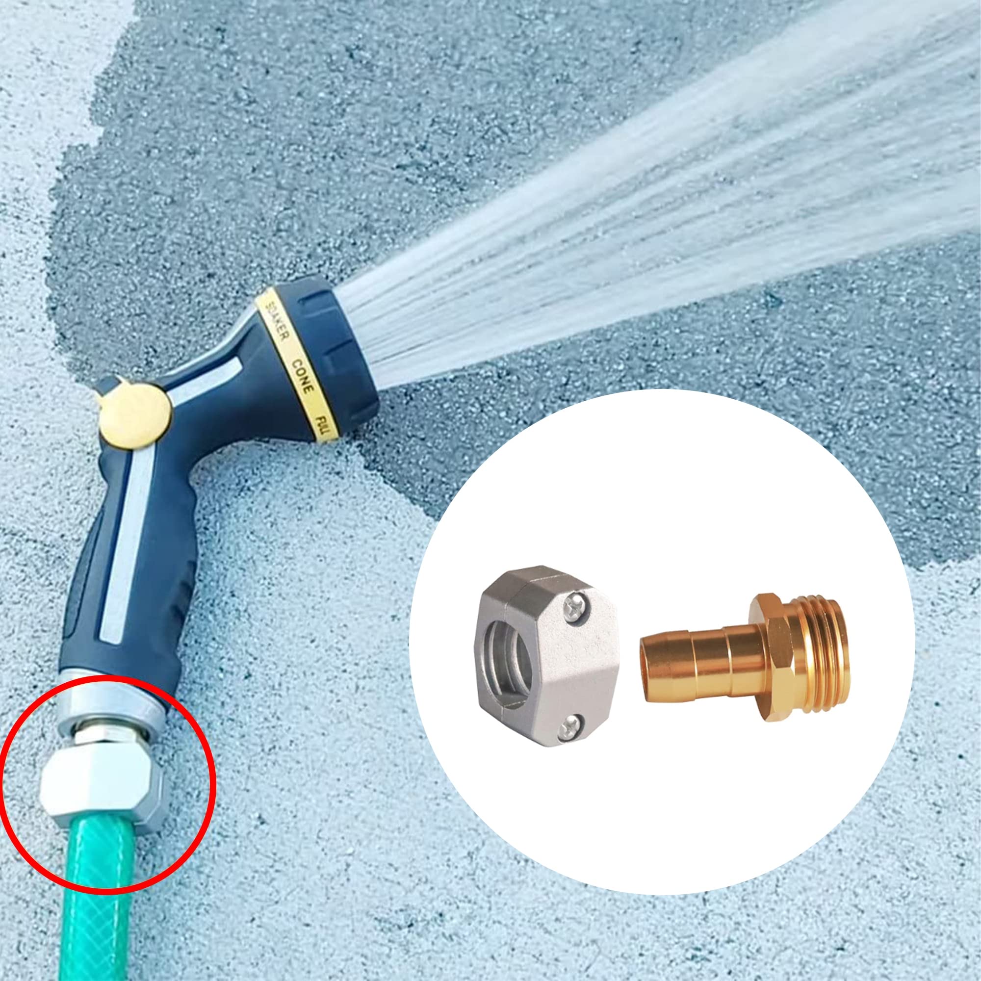 Hourleey Zinc & Aluminum Garden Hose Repair Fittings Set - 2 Female & 2 Male Connectors for Leak-Free Water Hose Repairs | Perfect for Lawn Irrigation, Car Washing & Outdoor Watering
