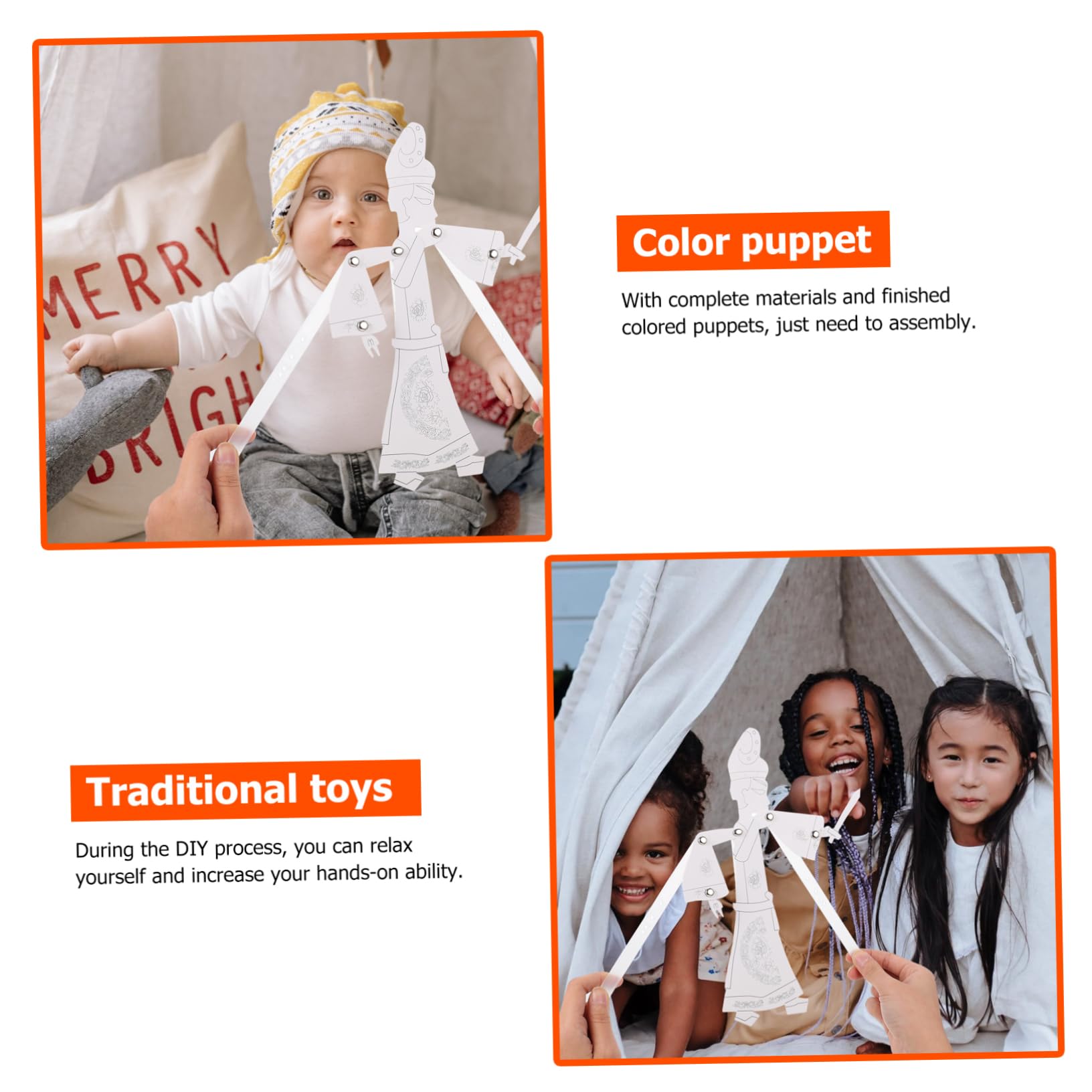 Abaodam 12 Sets DIY Puppet Theater Craft Kit - 3D Assembly Paper Toys for Kids, Chinese Cultural Gift for Toddlers | Perfect for Creative Play, Birthday Gifts & Educational Activities
