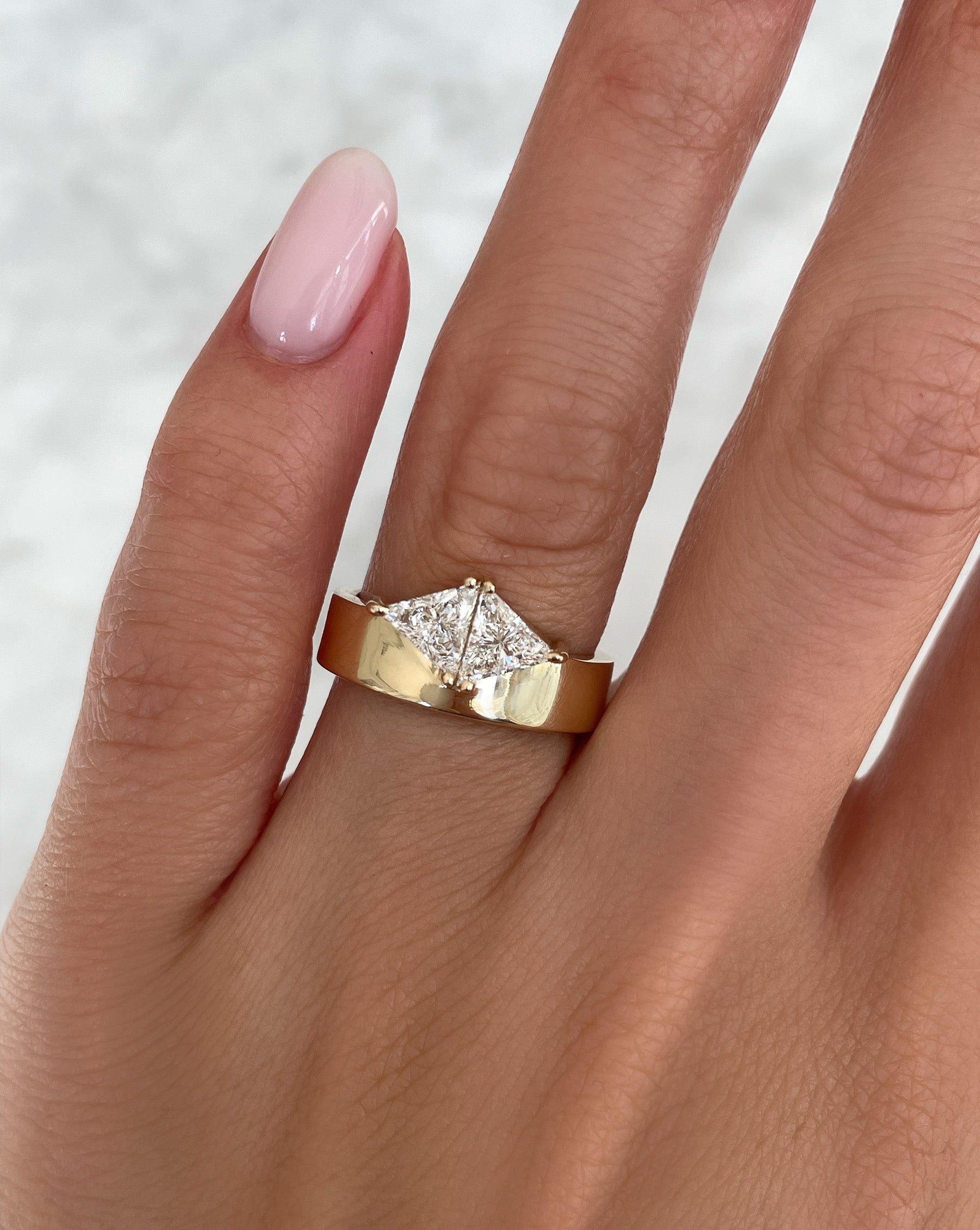 1.31 Carat Lab Grown Diamond Trillion Cut Cigar Band Ring - Perfect for Weddings, Anniversaries & Special Occasions