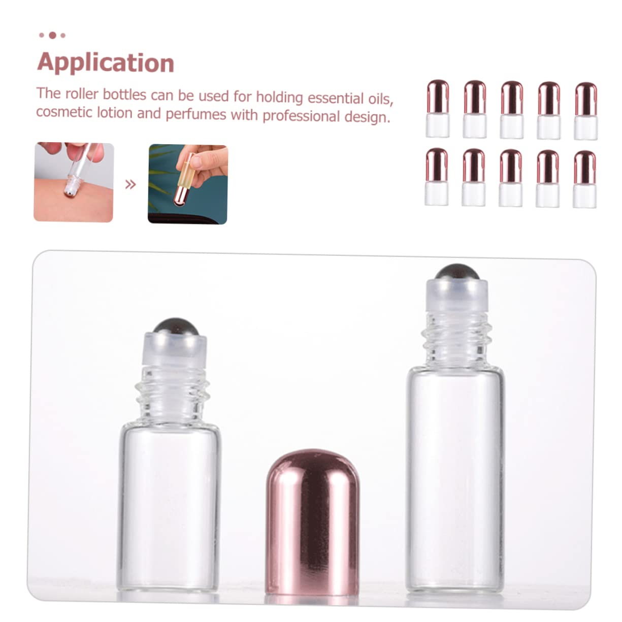 2ml Essential Oil Bottles with Roller Ball - Portable Travel Size Refillable Containers for Aromatherapy, Perfume & Cologne | Perfect for DIY Blends, Toiletries & On-the-Go Use