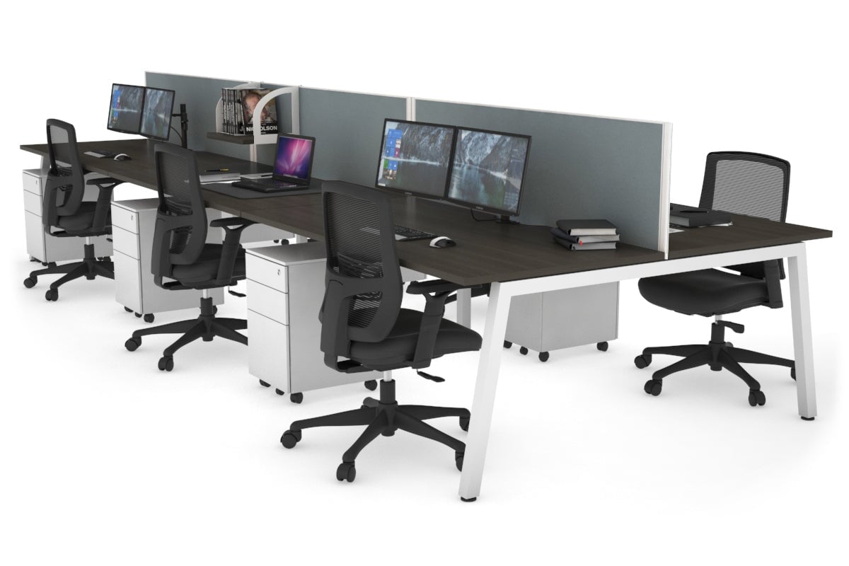 Quadro 6-Person Office Workstation Desk - 1800L x 800W with Cable Management Scallop | Modern Office Furniture for Team Collaboration & Workspace Organization