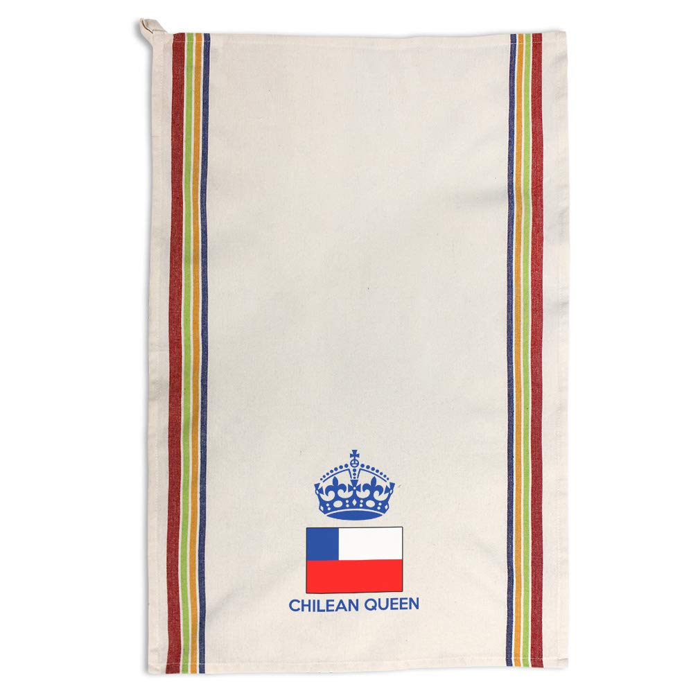 Custom Printed Kitchen Towels - Chilean Queen Crown Design, Multi-Stripe Dish Towels for Cleaning & Decor | Perfect for Home, Restaurant & Gift Use