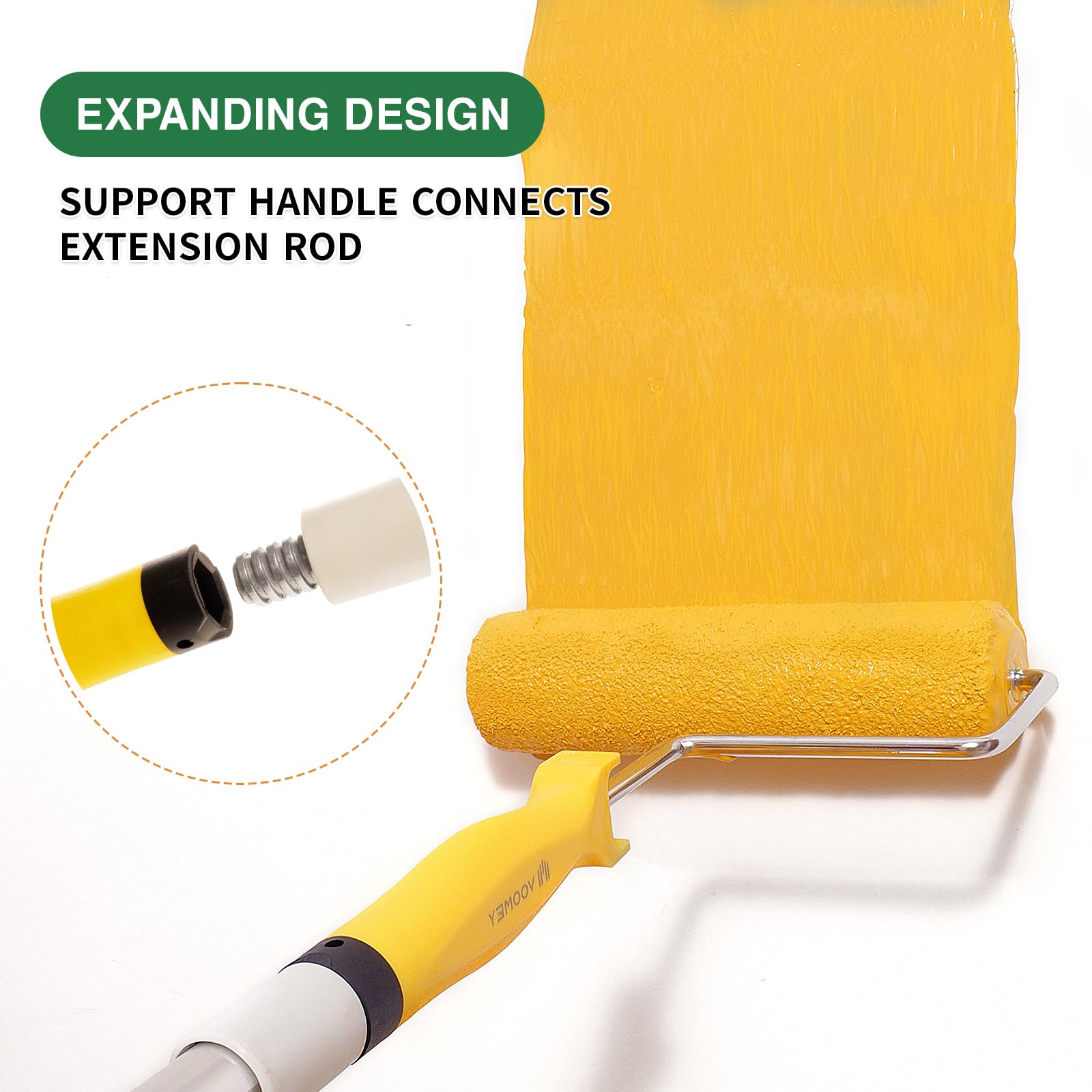 VOOMEY 9 Inch Foot-Operated Paint Tray with 12 Pcs Disposable Liners & 4 Paint Roller Frames - Professional House Painting Supplies for Walls, Ceilings & DIY Home Improvement Projects