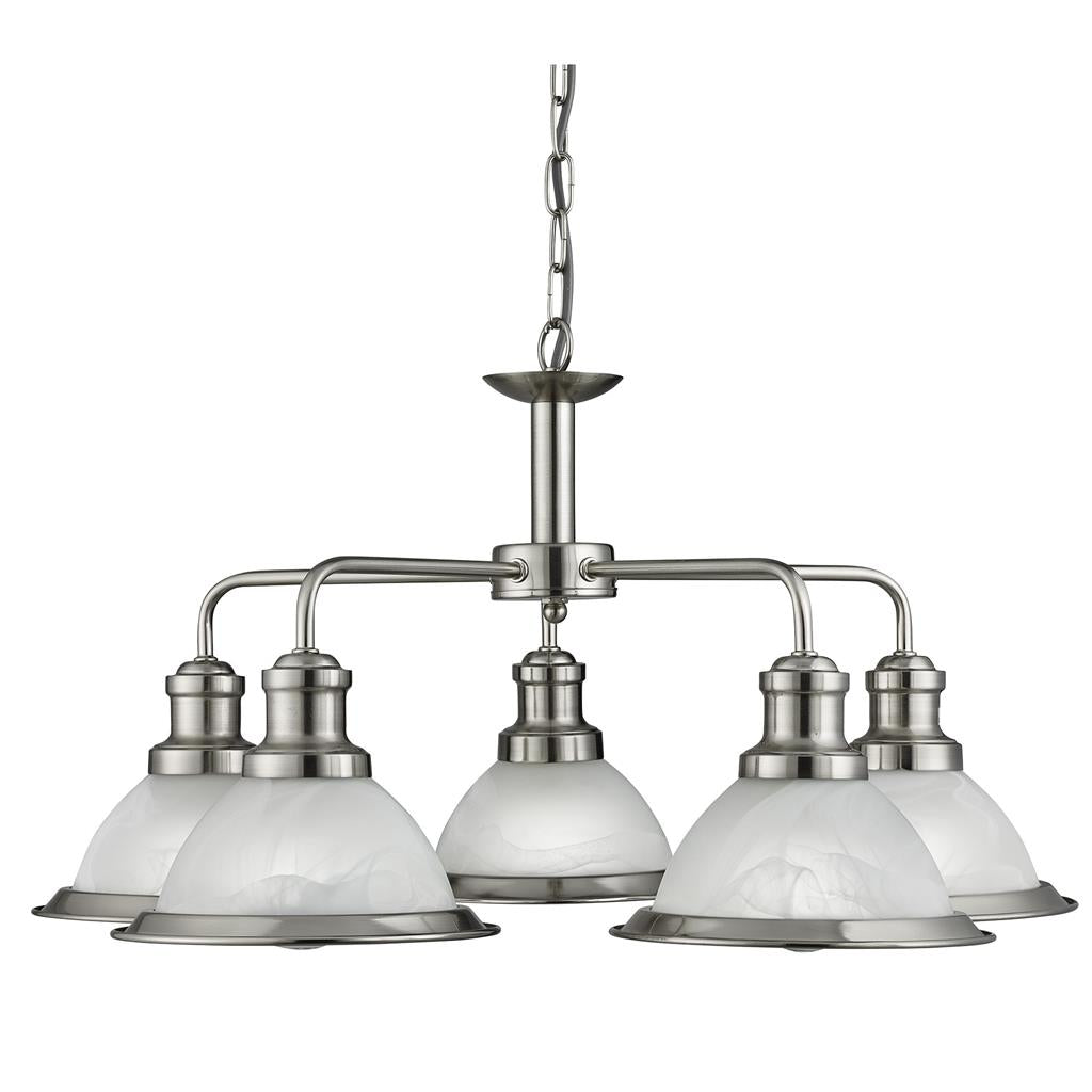 Bistro 3/5Lt Multi-Arm Pendant Light Fixture - Satin Silver & Antique Brass Finish - Perfect for Kitchen Island, Dining Room, and Restaurant Lighting