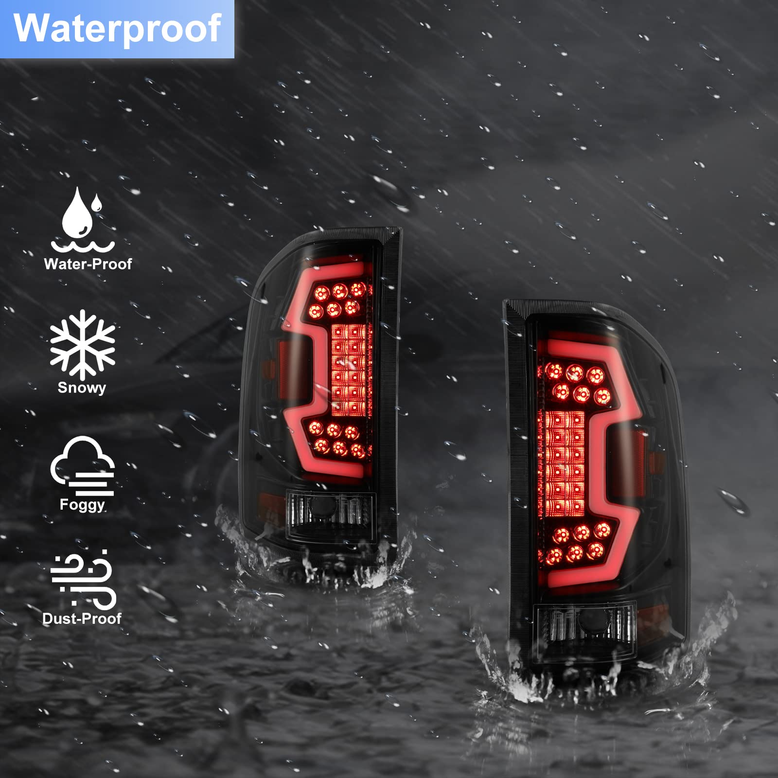 ROXX LED Tail Lights for 2007-2013 Chevy Silverado 1500 & 2007-2014 GMC Sierra 3500HD Dually - Clear Lens Replacement - Perfect for Night Driving & Enhanced Visibility