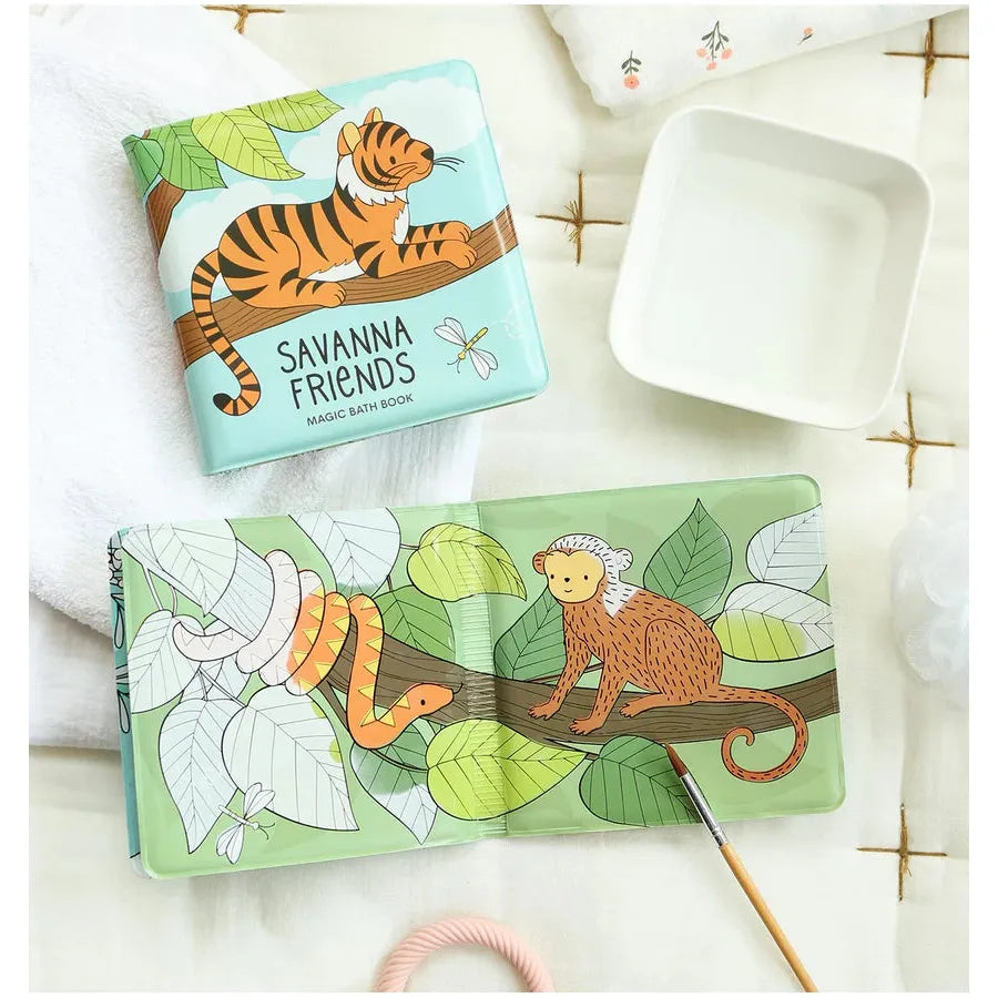 Magic Bath Book - Savanna Friends Waterproof Baby Book for Toddlers | Fun & Educational Bathtime Toy for Kids