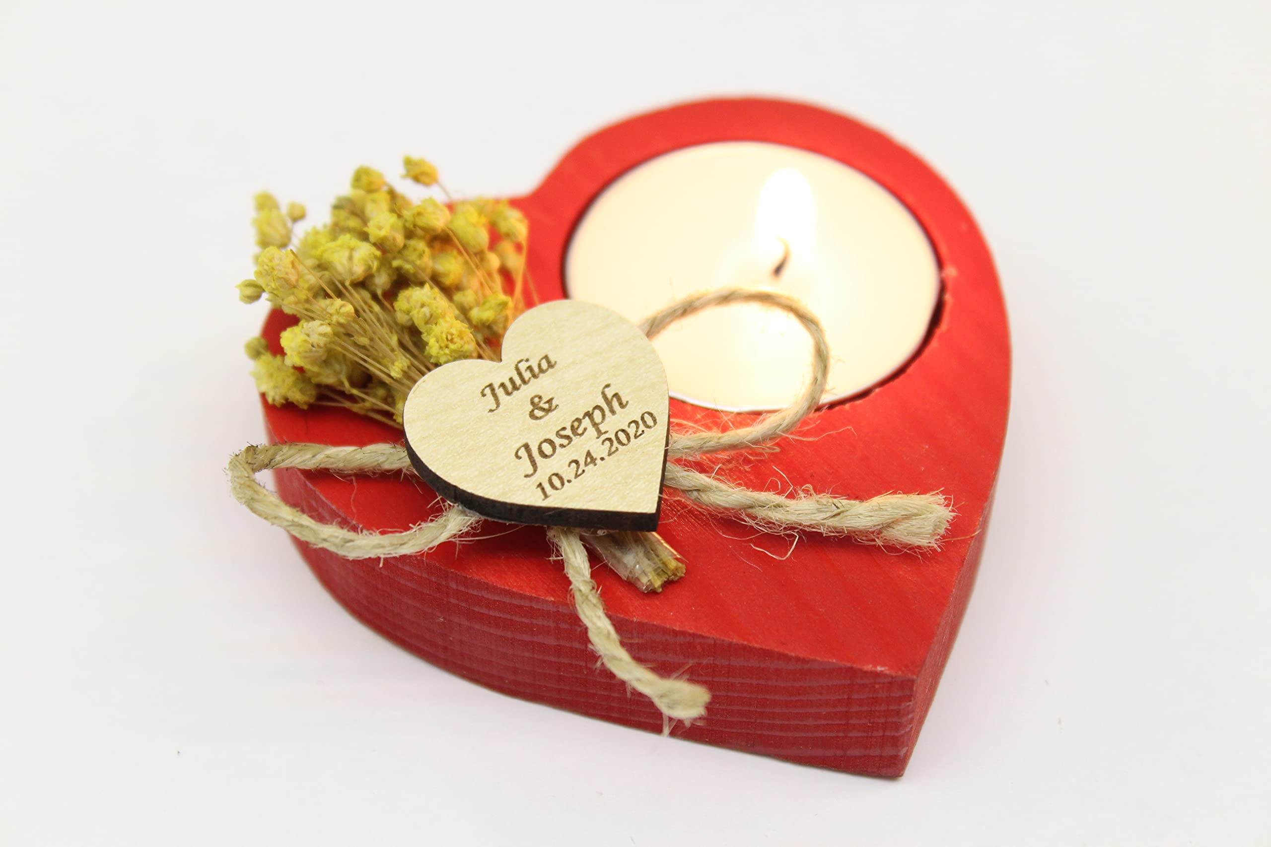 Personalized Heart Shaped Candle Holders - Romantic Wedding Favors, Bridal Shower Gifts, Funeral Memorial Candles & Guest Gifts - Elegant Tealight Holders for Home Decor, Wedding Centerpieces & Special Occasions