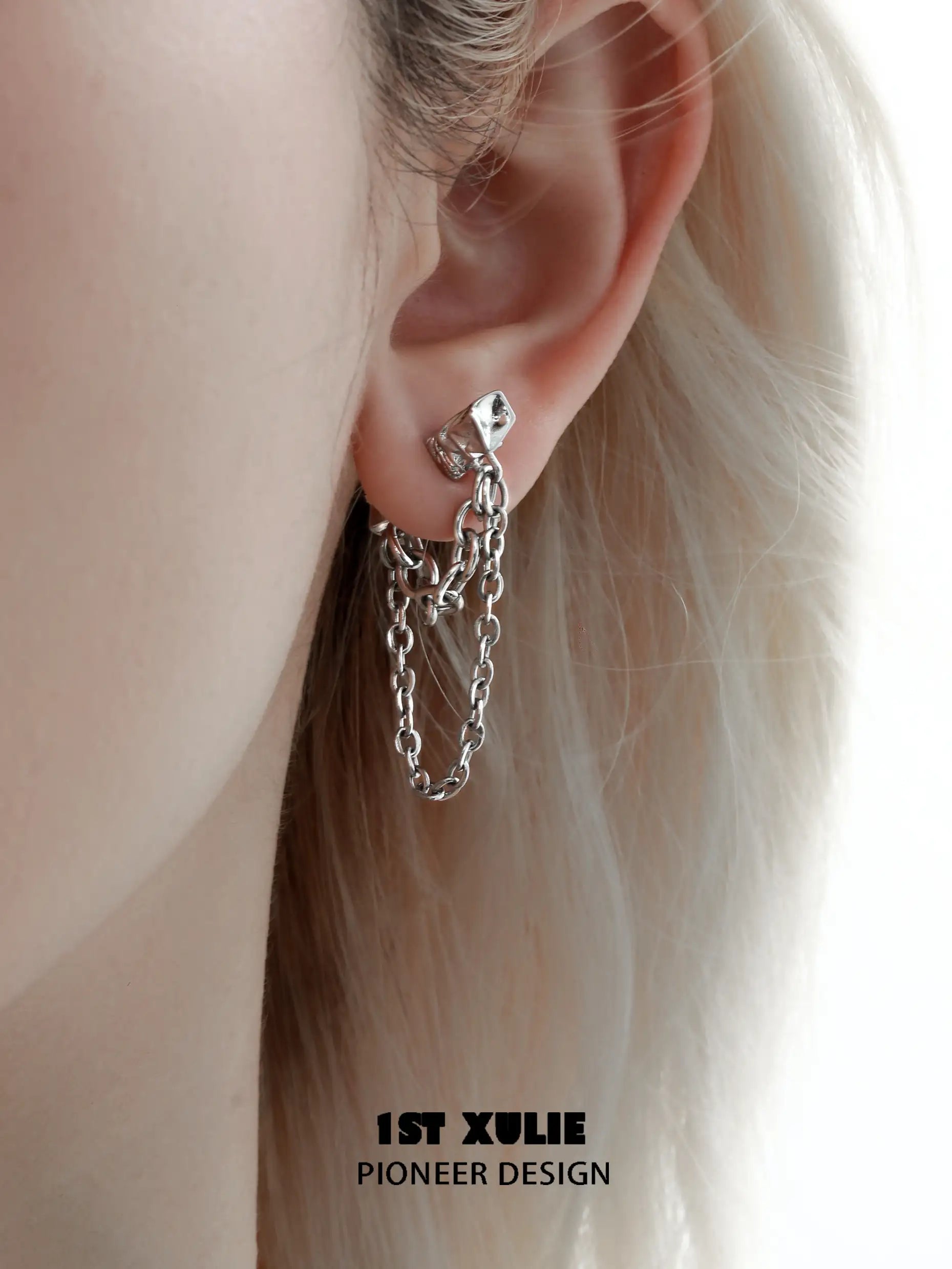 Sterling Silver S925 Block Chain Earrings for Women - Trendy Chunky Link Drop Earrings for Party, Date Night & Everyday Wear