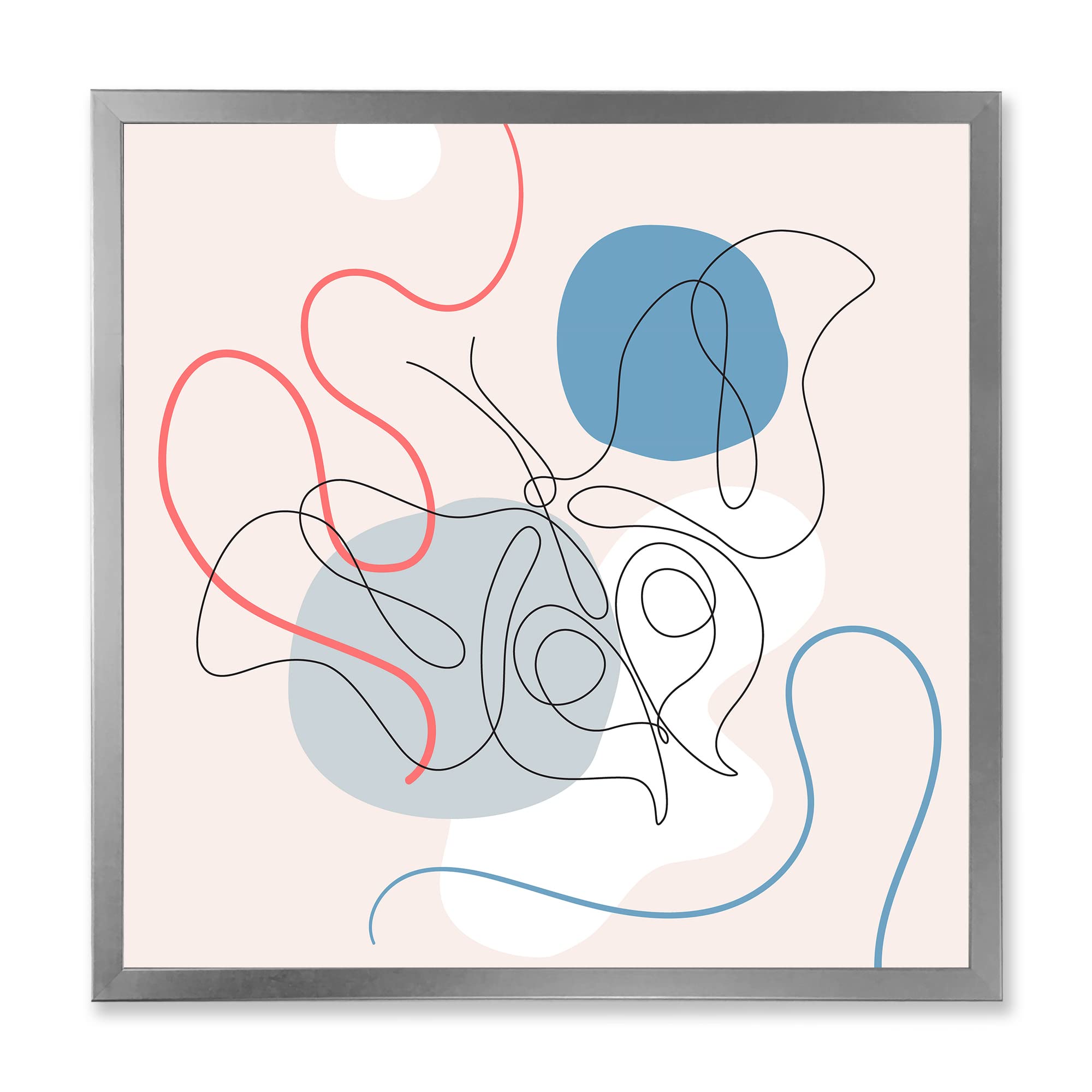 Butterfly One Line Drawing On Cubism Shapes II Modern Framed Wall Art - Abstract Home Decor for Living Room, Bedroom & Office | Ready to Hang Canvas Painting