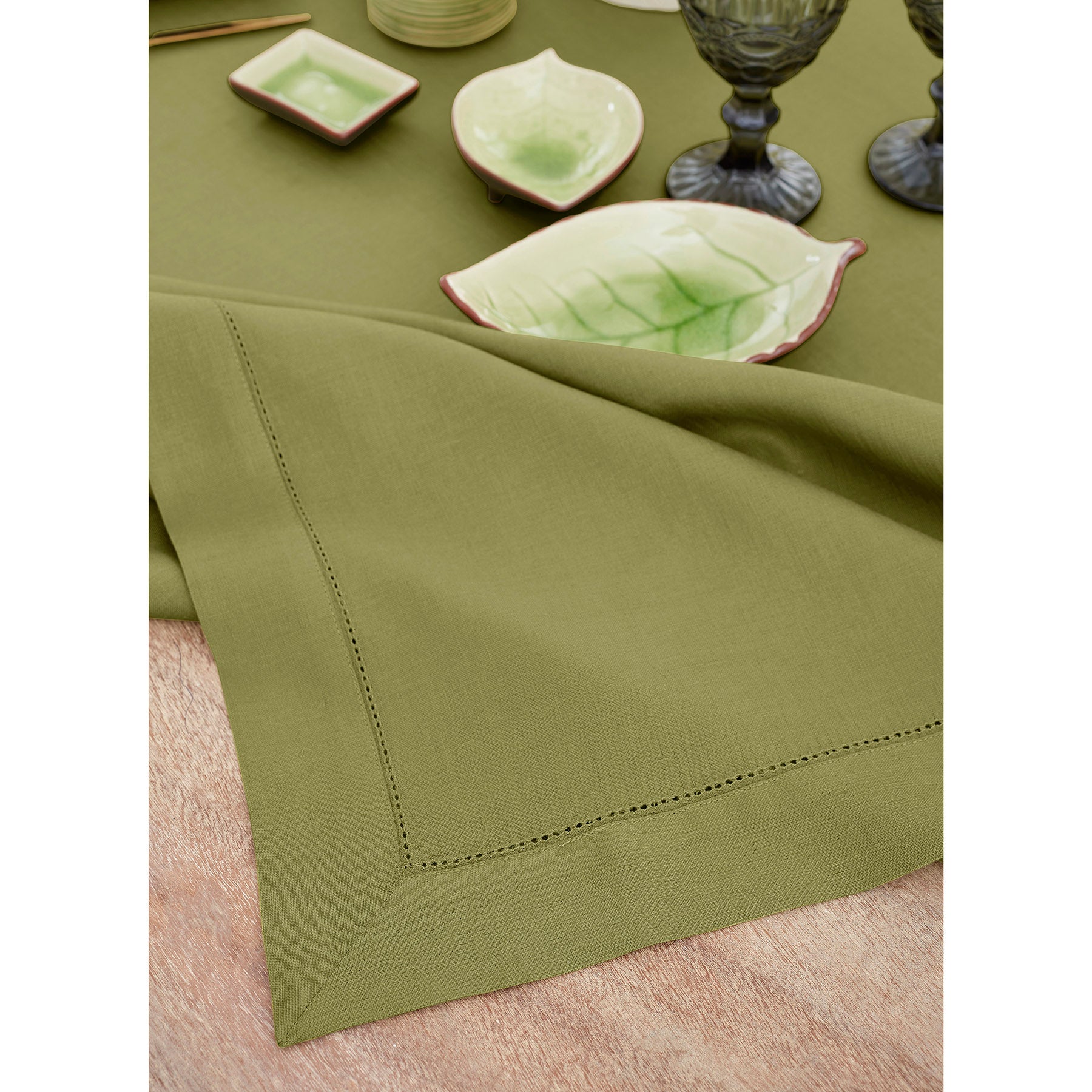 Elegant Classic Hemstitch Tablecloth - Premium Cotton Linen Dining Table Cover for Formal Dinners & Special Occasions