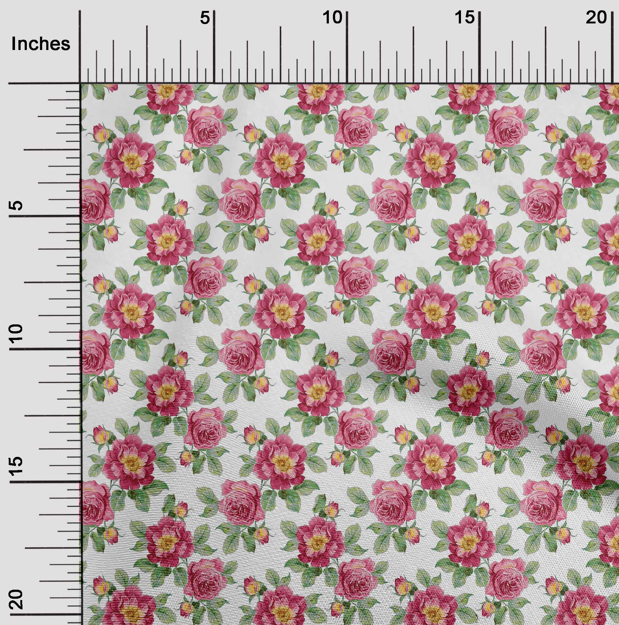 Floral Print Polyester Spandex Fabric by the Yard - 56