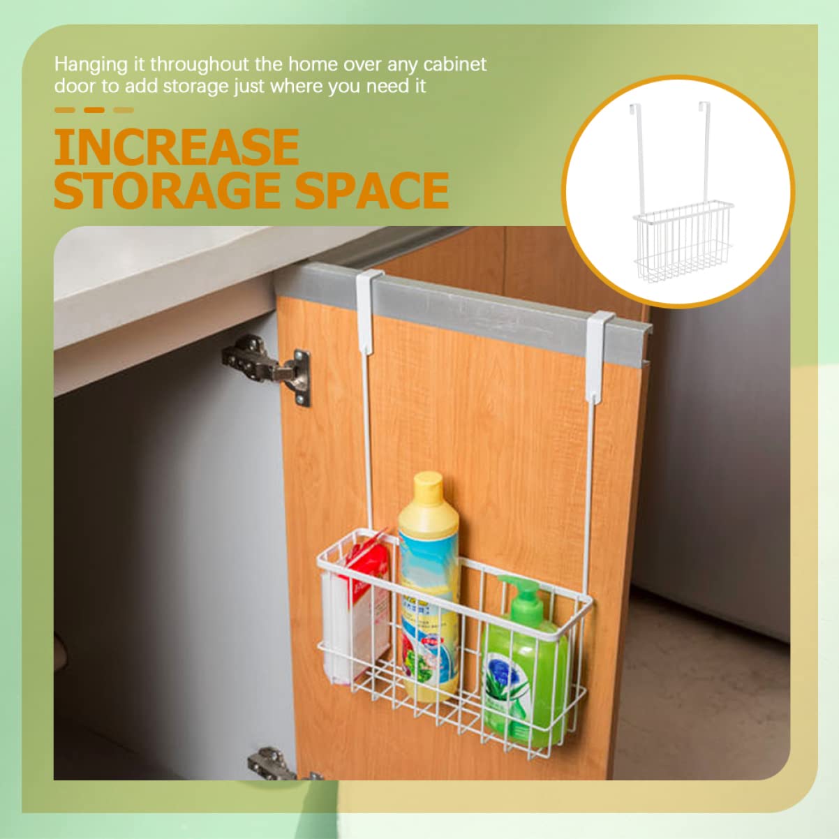 Stainless Steel Wire Cabinet Door Organizer - White Kitchen Hanging Basket (41x26.5cm) - 2-Tier Space Saving Storage for Cookware, Pans & Cutting Boards - Perfect for Small Kitchens & Pantry Organization
