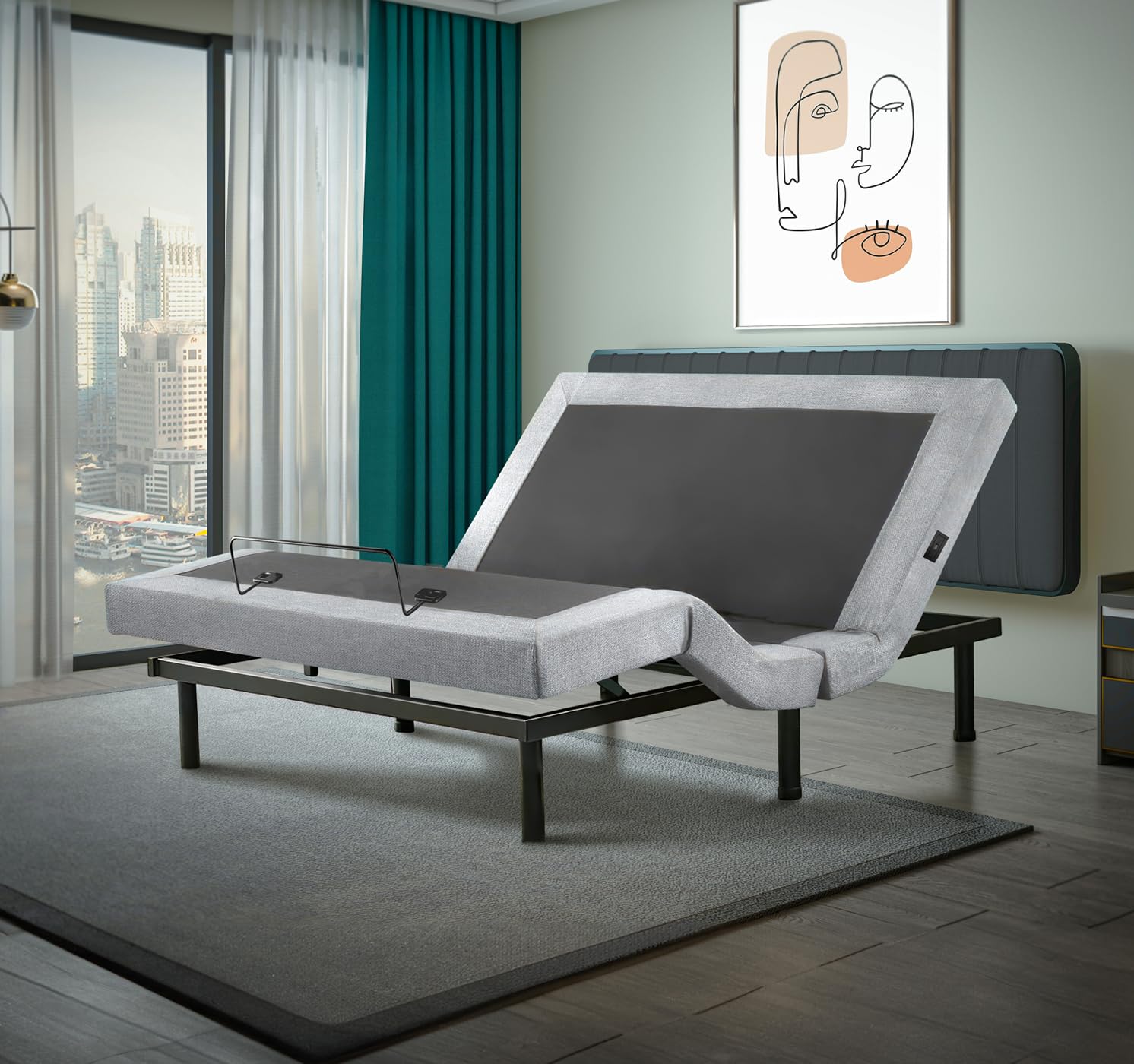 Twin XL Adjustable Bed Base with Dual Massage, USB Ports & Zero Gravity - Anti-Snore, Memory Positions, Under Bed Lighting & Wireless Remote - Perfect for Back Pain Relief, Reading & Relaxation in Bedroom