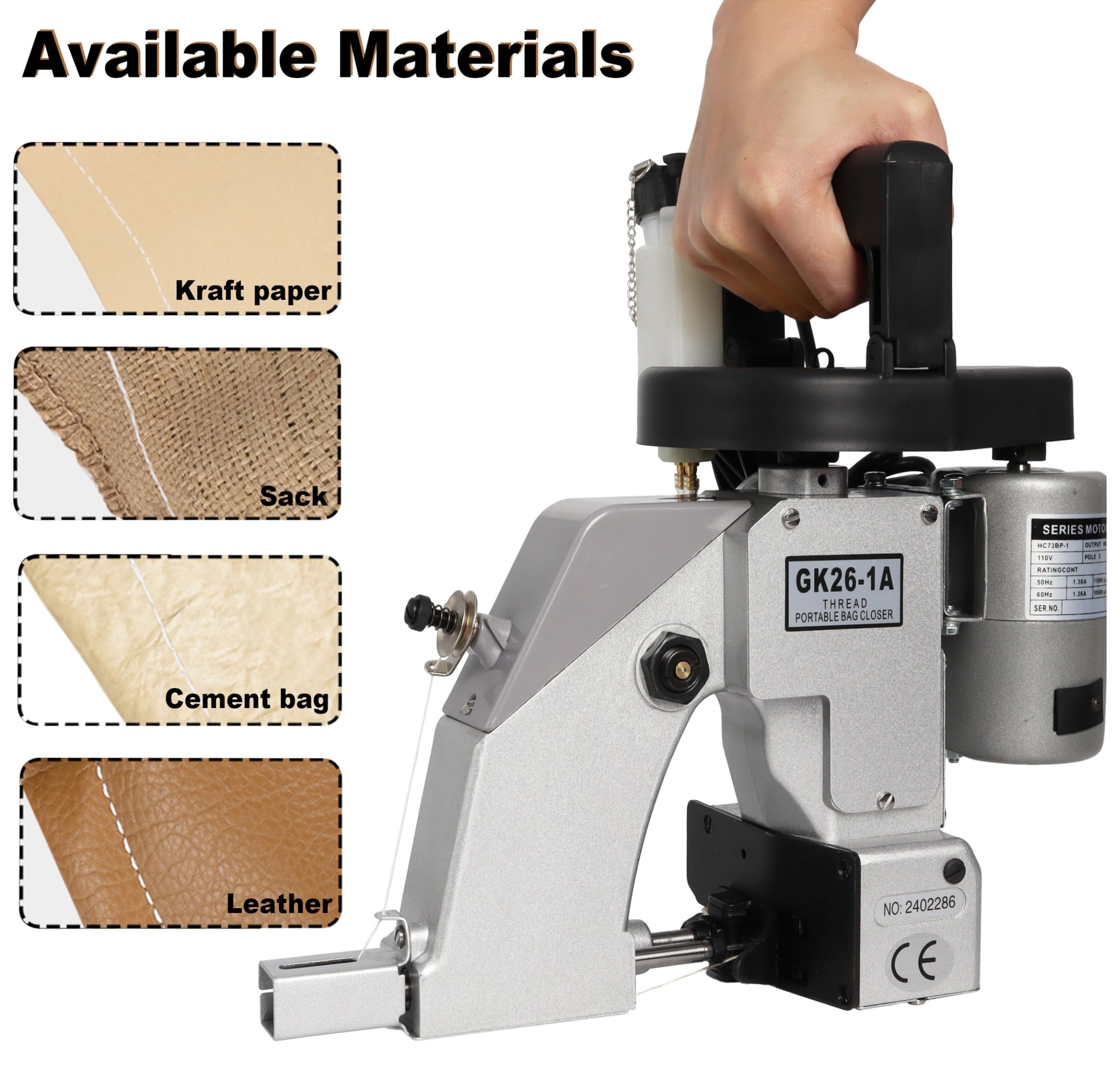 Heavy Duty Cordless Bag Closing Machine - Automatic Bag Stitcher for Jute, Seed & Vinyl Rice Bags | Industrial Sewing Machine (GK26-1A) | Perfect for Agriculture, Food Packaging & Warehouse Use