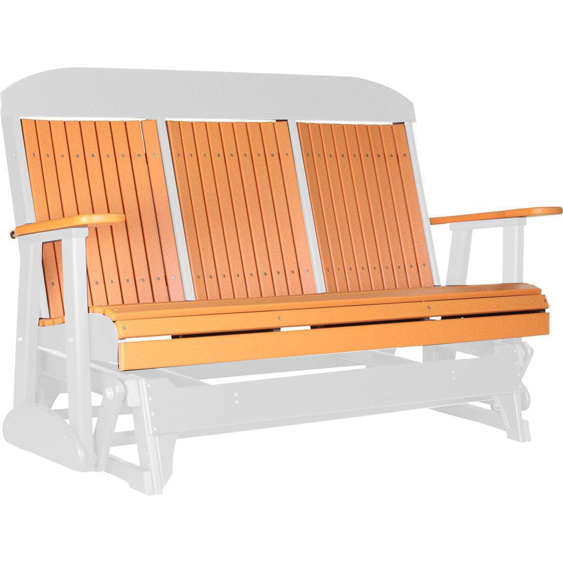 LuxCraft 5 ft. Recycled Plastic Highback Outdoor Glider Chair - Orange - Eco-Friendly Patio Furniture for Relaxing in Garden, Deck or Backyard