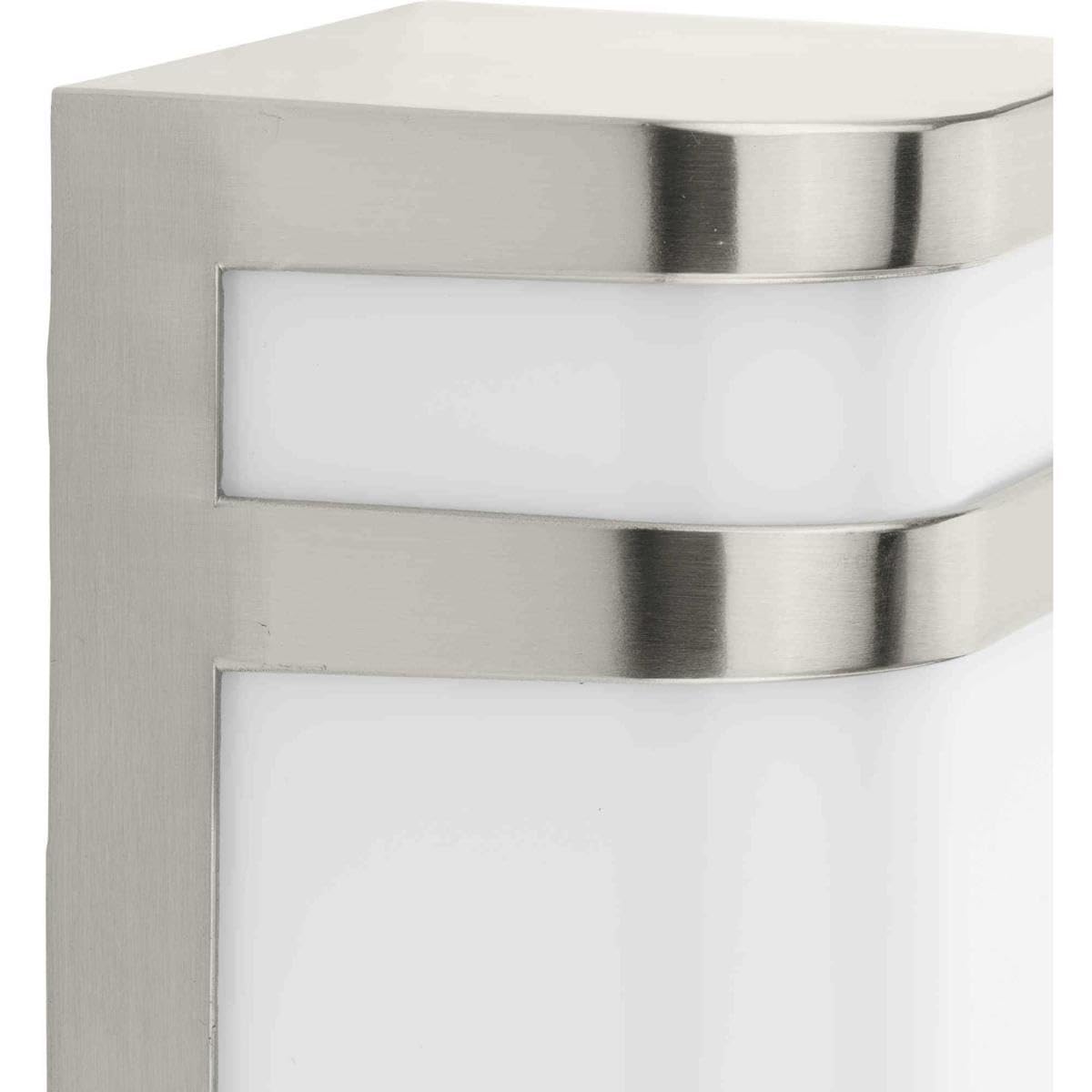 Progress Lighting Valera LED 1-Light Modern Outdoor Wall Lantern - Matte White Acrylic Shade, Brushed Nickel Finish - Perfect for Porch, Patio, and Entryway Lighting