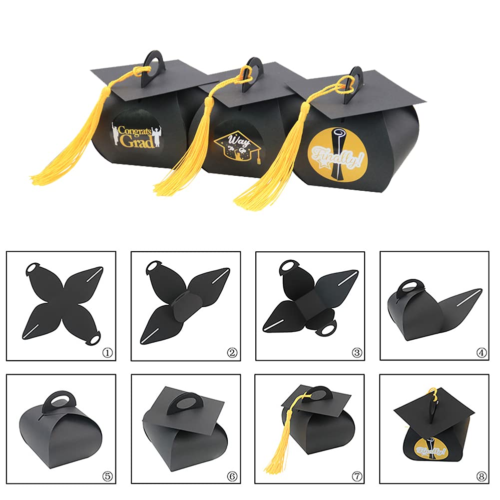 24 Pcs Graduation Cap Candy Box - Party Supplies & Treat Box for Graduation Decorations - Congrats Grad Gift Box for Class of 2024 - Perfect for Graduation Parties & School Celebrations
