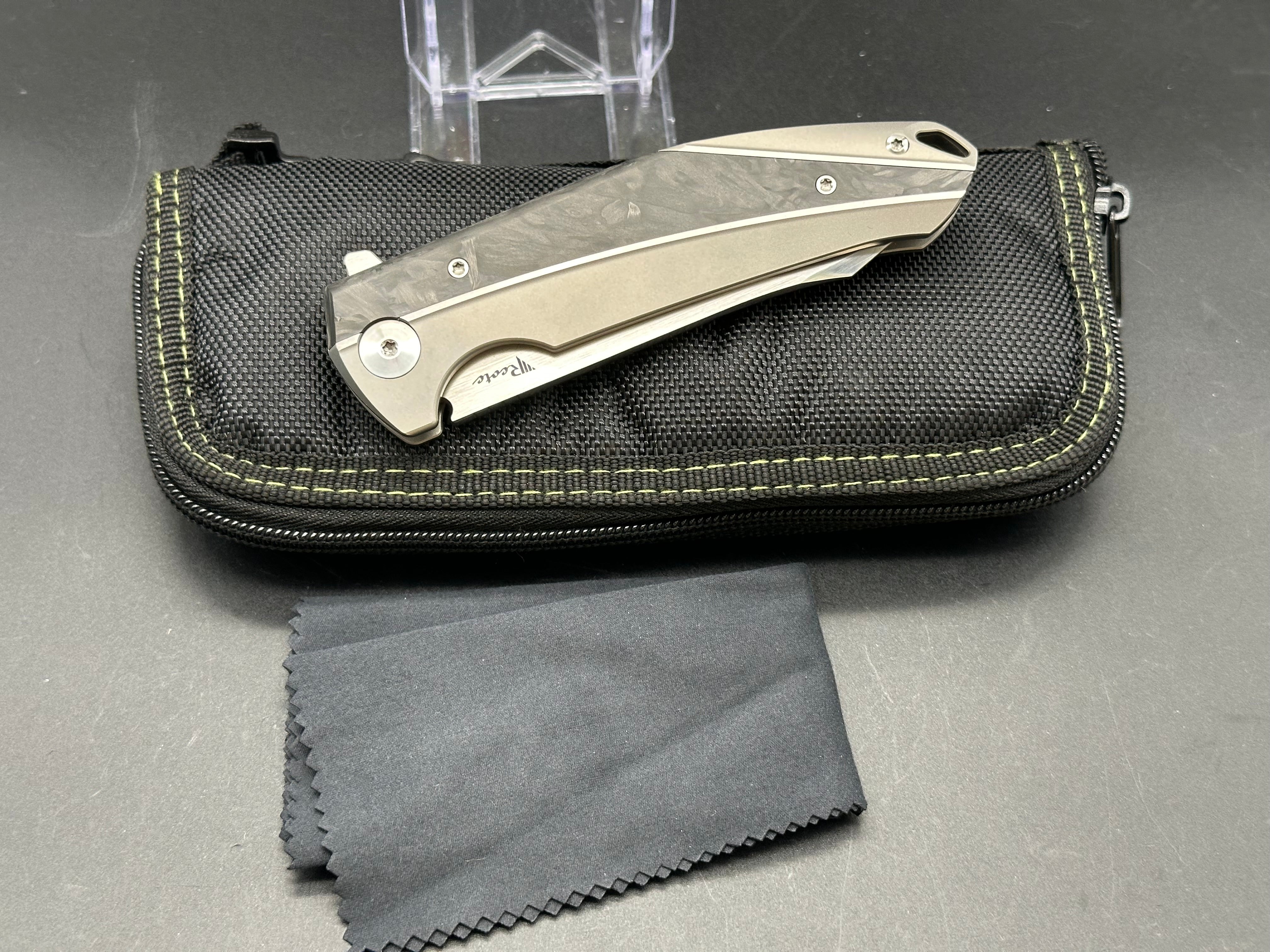 Reate K-1 Frame Lock Folding Knife - Marble Carbon Fiber & Titanium Handle, 3.8