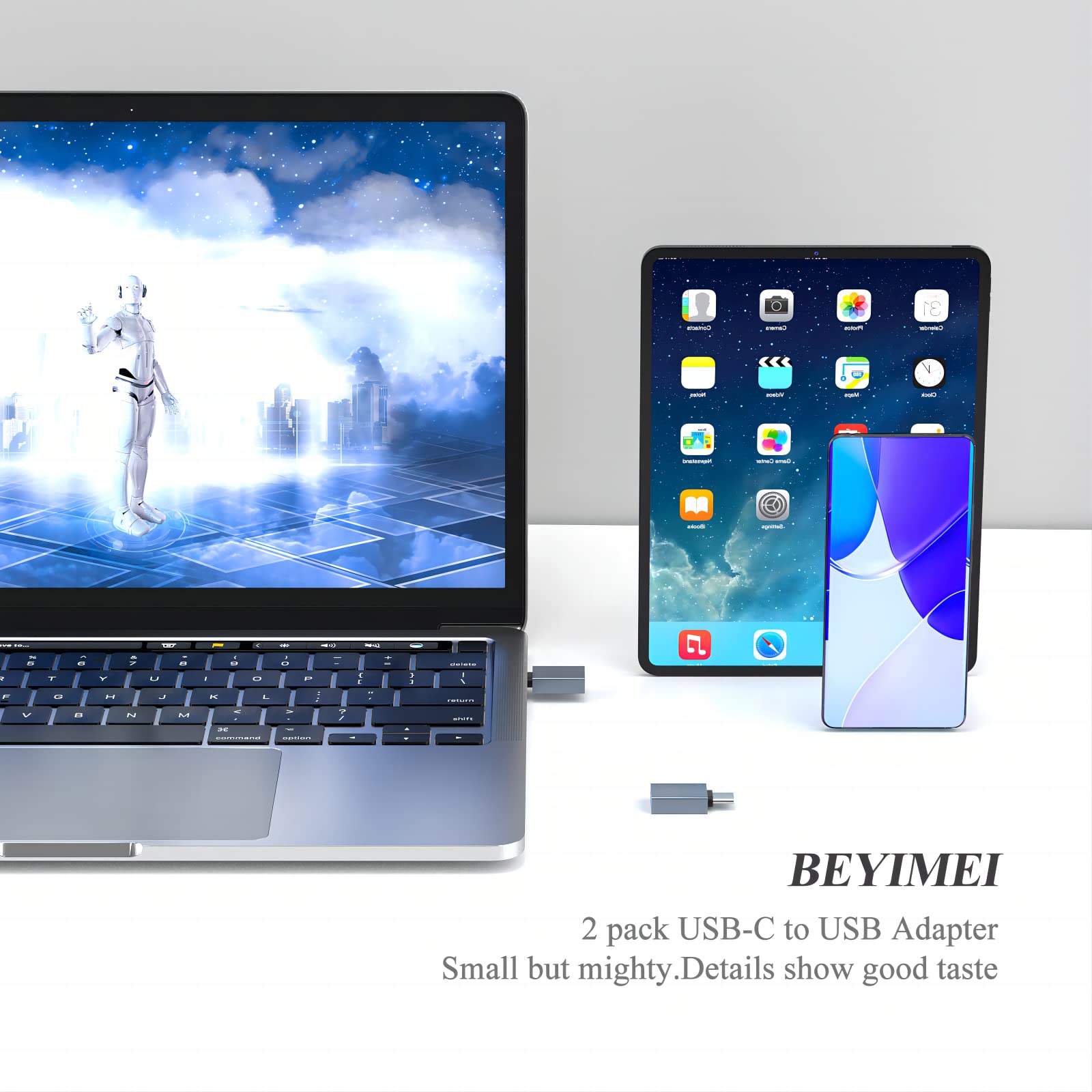 2-Pack USB-C to USB 3.0 Adapter - USB-C Male to USB-A Female OTG Converter - Compatible with MacBook Pro, iPad, Surface, Phones & Type-C Devices - Perfect for Data Transfer & Charging