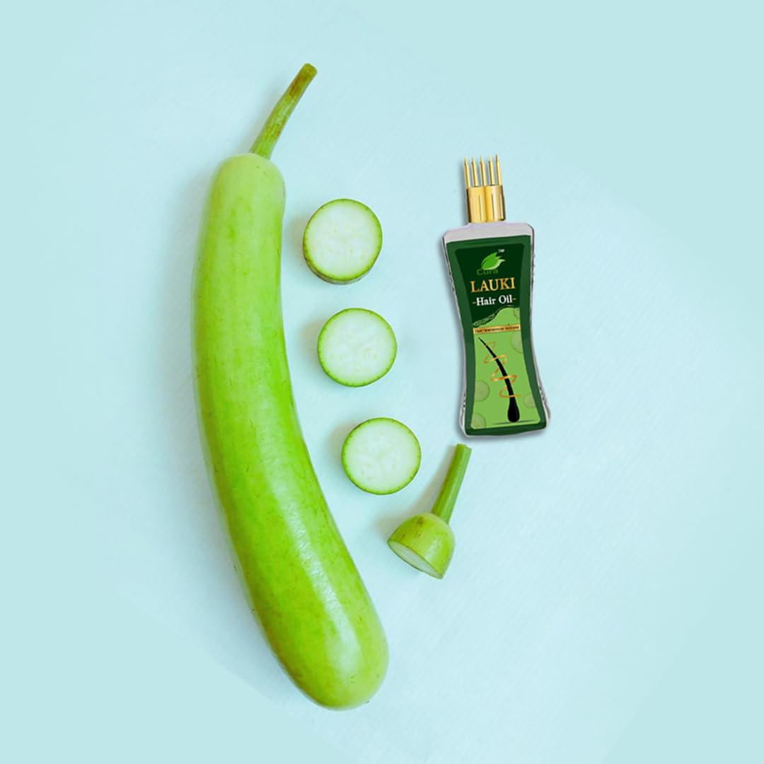Organic Cura Lauki Oil (200ml) - 100% Pure Bottle Gourd Oil for Hair Growth with Free Stimulator | Promotes Thicker Hair, Reduces Hair Fall & Improves Scalp Health | Natural Hair Care Treatment with Applicator | Perfect for Daily Hair Massage & Nighttime Hair Care Routine