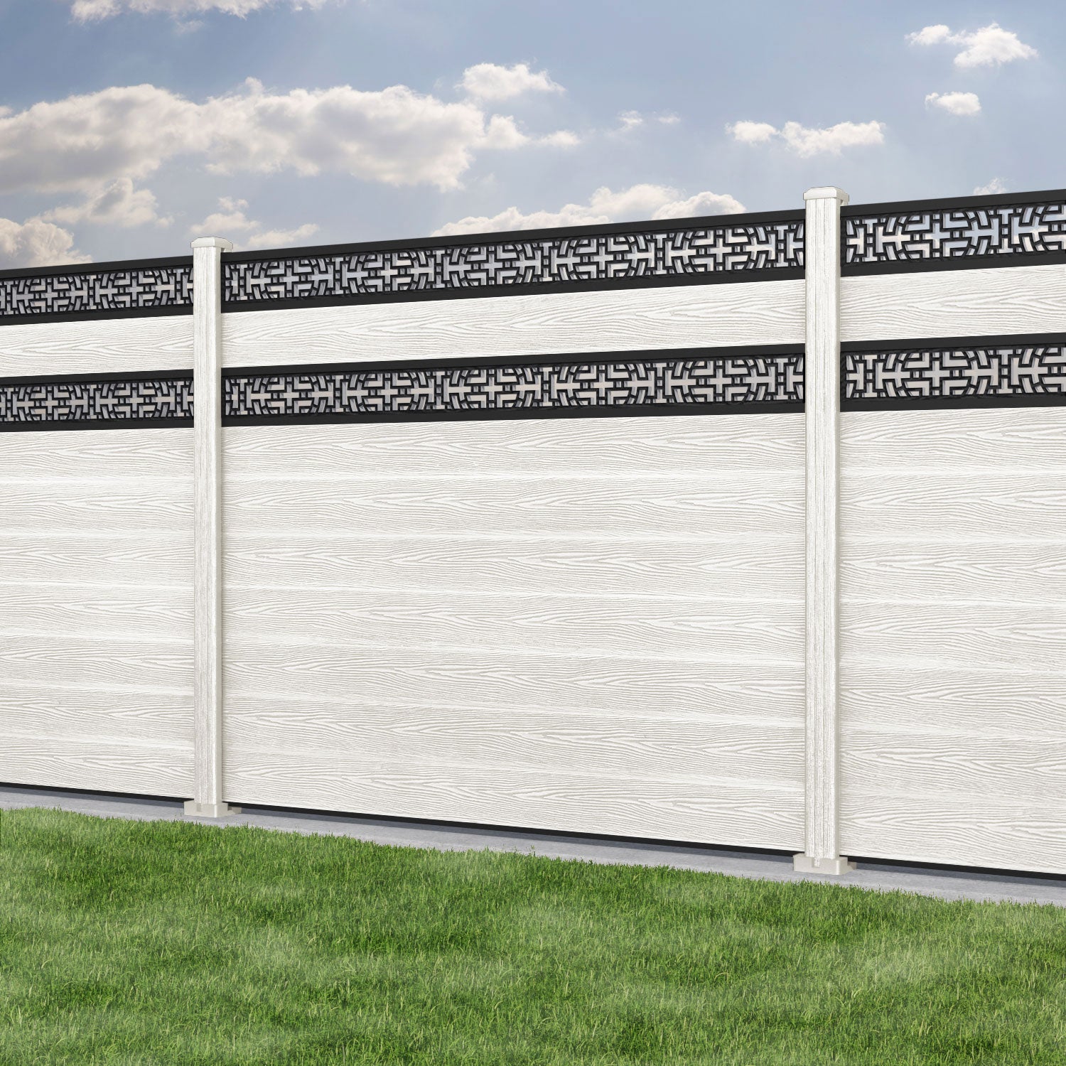 Classic Kumo Split Screen Fence Panel - Light Stone Composite Privacy Fence with Durable Posts | Perfect for Backyard, Patio & Garden Decoration