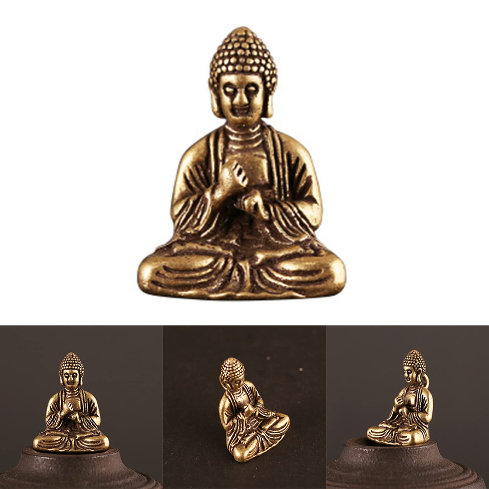 Mini Solid Copper Buddha Statue - Home & Office Decor for Meditation Spaces