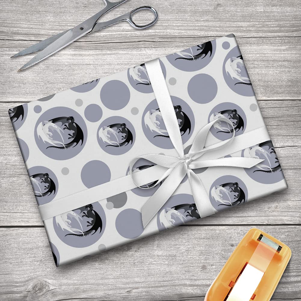 Dragons in Love Gift Wrap Wrapping Paper Roll - Premium Quality Dragon-Themed Wrapping Paper for Birthdays, Valentine's Day & Special Occasions - Perfect for Romantic Gifts, Anniversary Presents & Fantasy Lovers