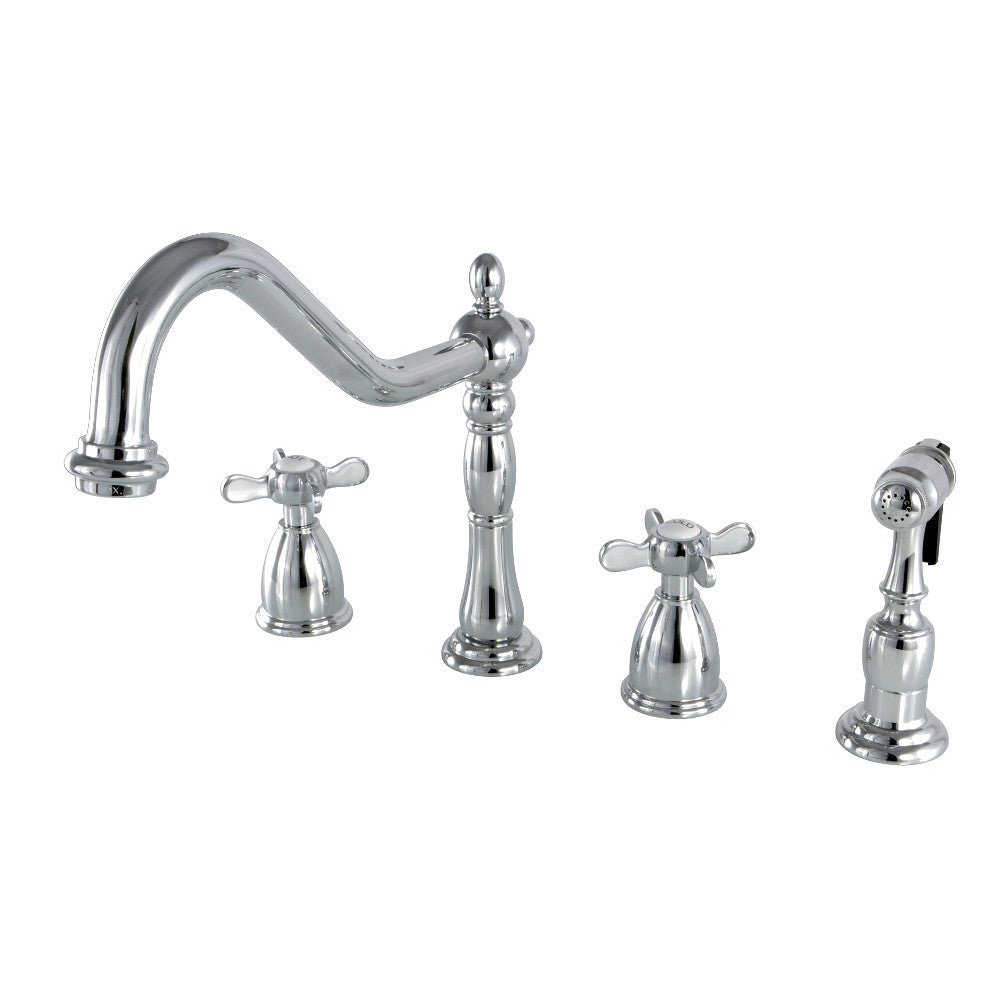 Kingston Brass KB1792BEXBS Essex Widespread Kitchen Faucet with Brass Sprayer - Premium Pull-Down Sprayer for Modern Farmhouse & Commercial Kitchens