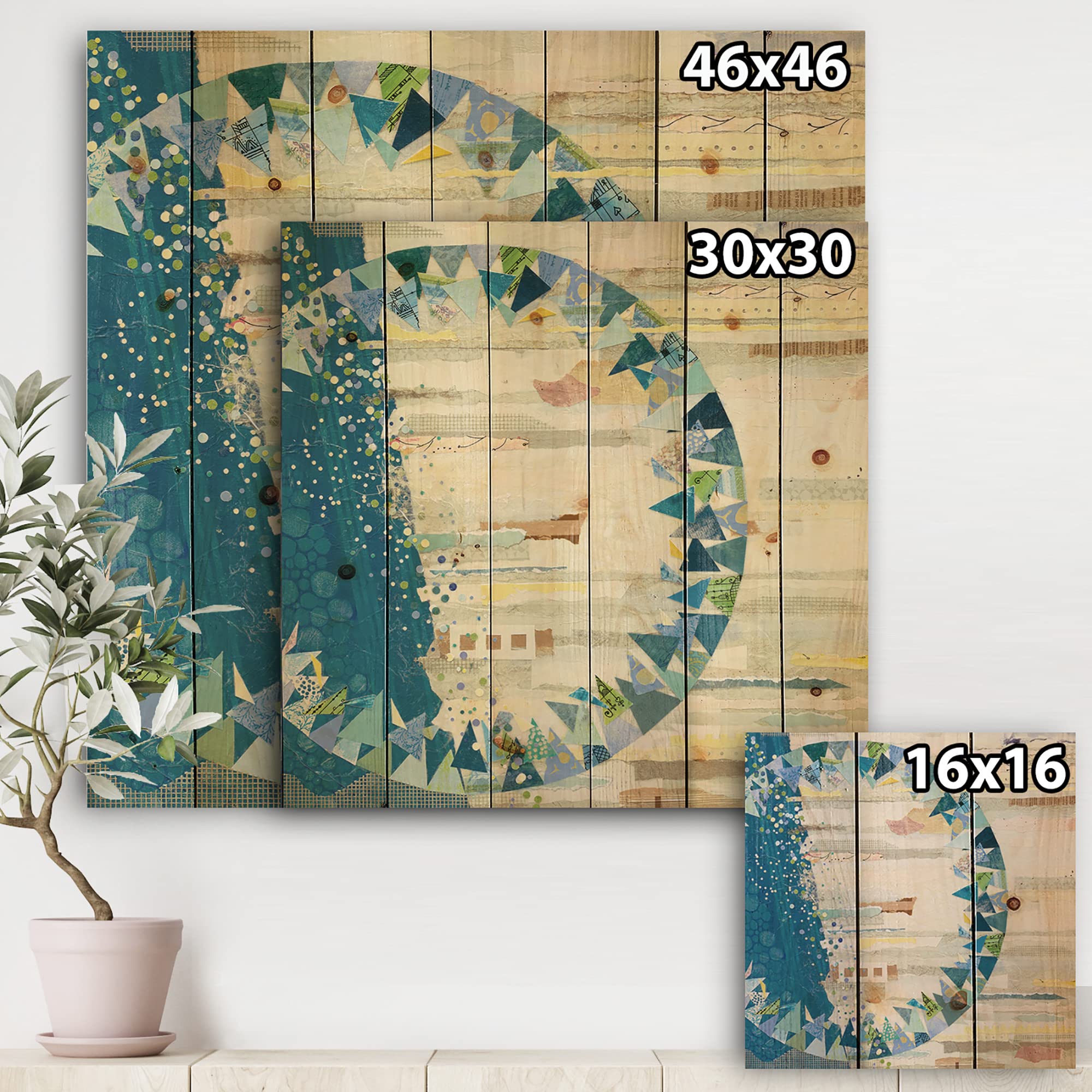 DesignQ Calm Indigo Stripes Modern Wood Wall Art - Blue Abstract Wooden Wall Panel Decor Printed on Natural Pine - Perfect for Living Room, Bedroom & Office Decoration