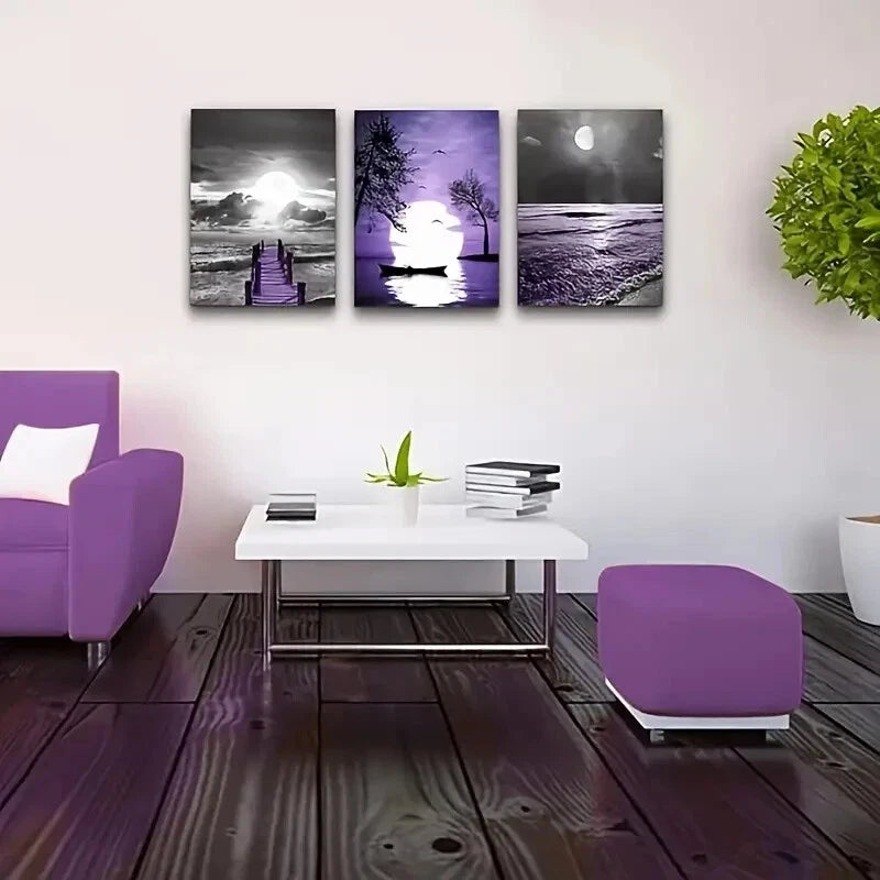 3-Piece Black and White Wall Art Metal Prints - Ready to Hang Modern Home Decor for Living Room, Bedroom & Office