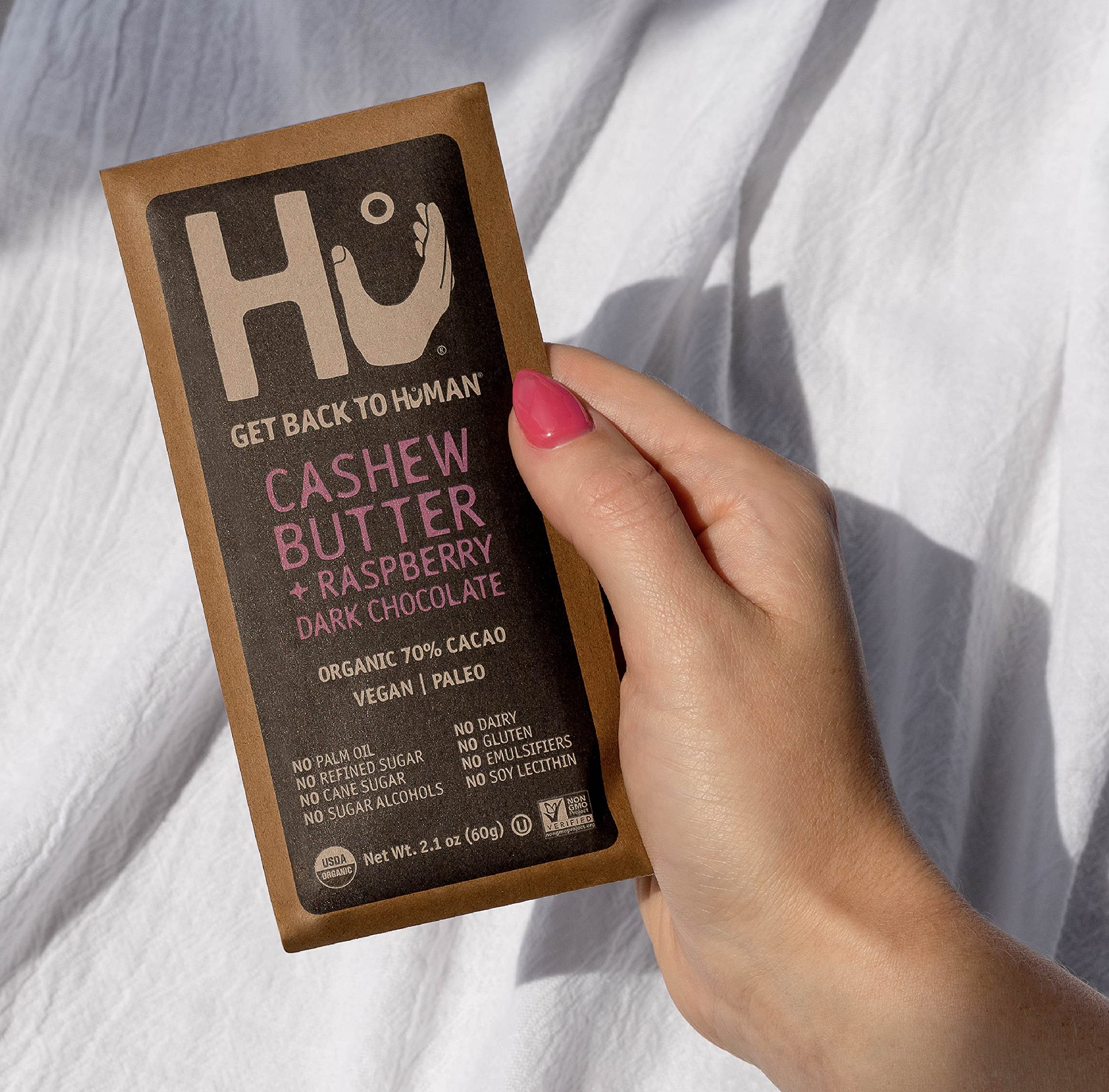 Organic Dark Chocolate Bars 12 Pack - Vegan, Gluten Free, Paleo, Non-GMO, Fair Trade | Hu Raspberry Dark Chocolate | Perfect for Gifts, Snacking & Healthy Desserts