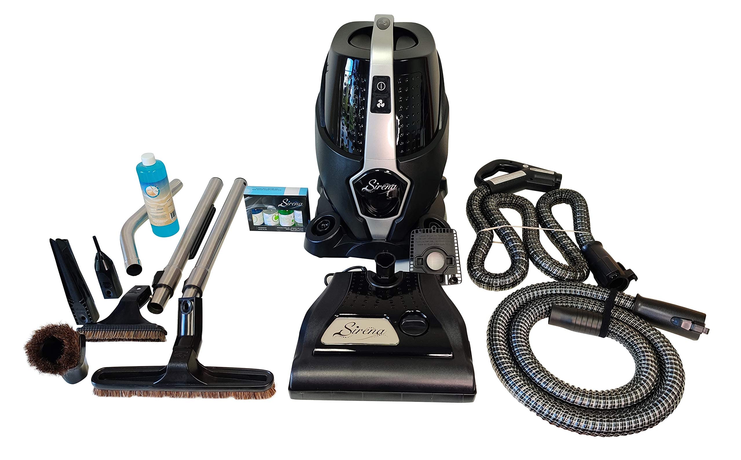 Sirena Bagless Vacuum Cleaner Black Platinum - Powerful HEPA Water Filtration System for Pet Hair & Allergies - Turbo Brush for Hardwood Floors & Carpets - Multi-Functional Air Purifier & Essential Oil Diffuser - Perfect for Pet Owners & Allergy Sufferers in Homes with Hardwood Floors