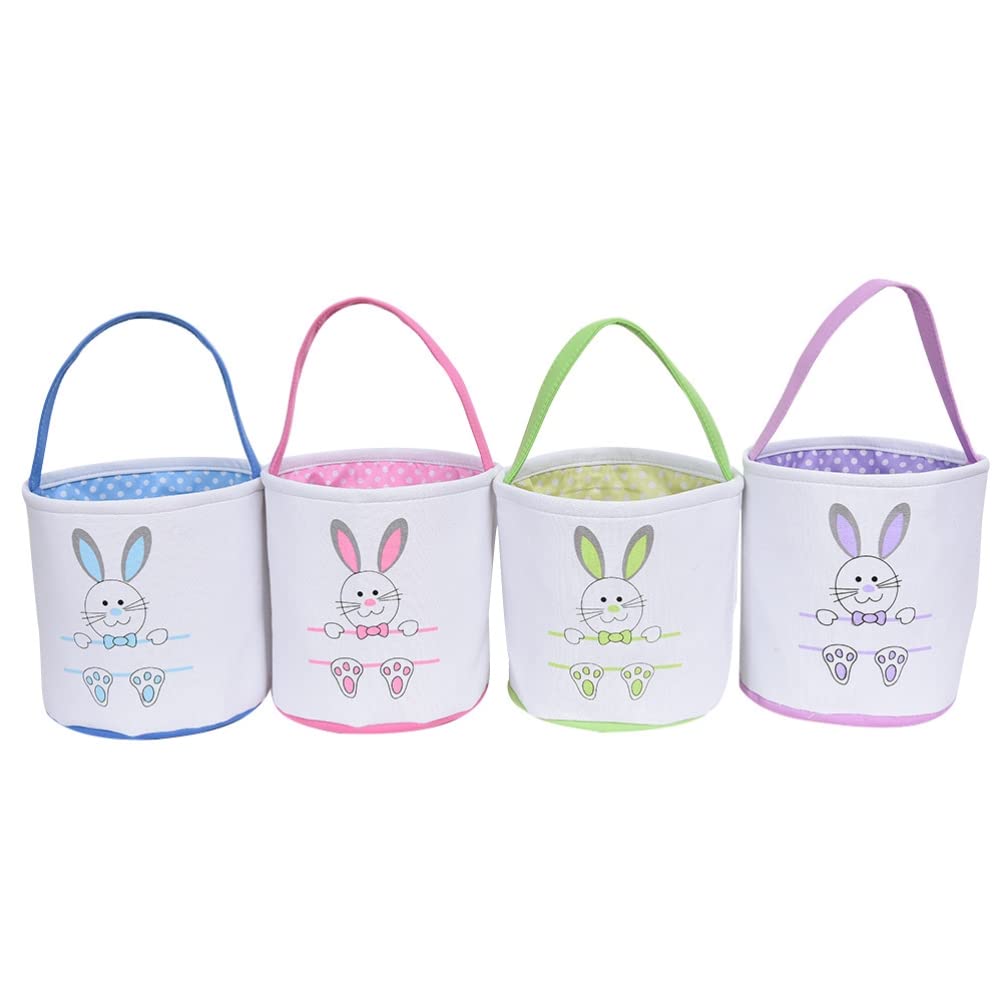 Easter Bunny Basket Bag - Cotton Canvas Tote for Kids Gift & Party Decoration - Egg Hunt & Easter Celebrations