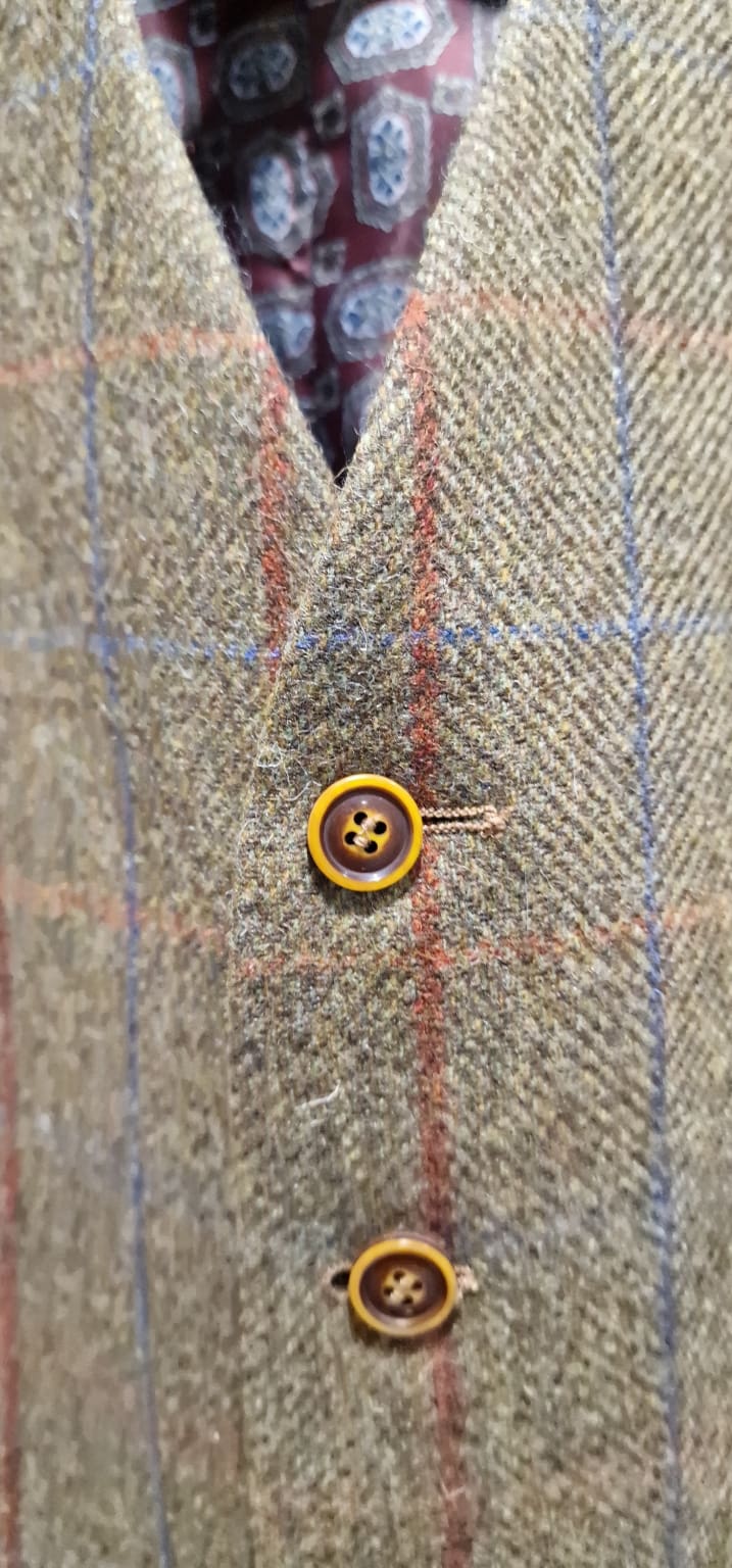 Barucci Frost Men's Vintage Brown Pure Wool Tweed Waistcoat Vest - Classic Formal Wear for Weddings, Business Meetings & Autumn Winter Fashion