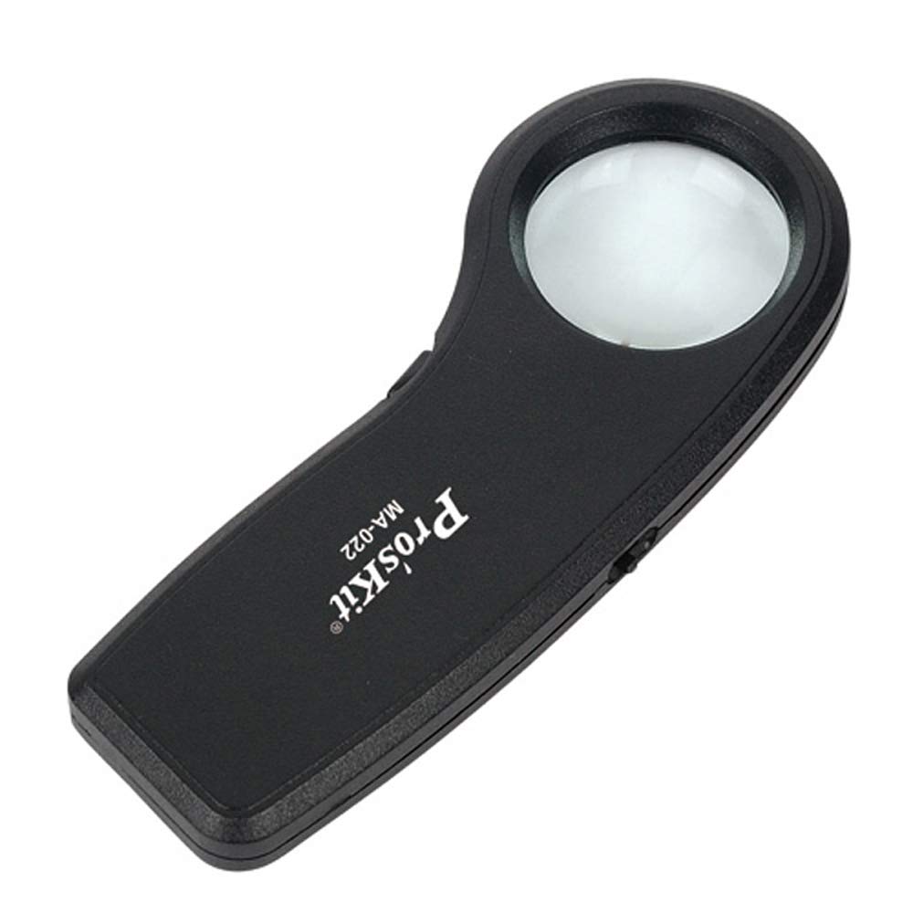 7.5X Handheld Magnifying Glass with LED Light & Currency Detector - Portable Reading Aid for Newspaper, Books, Stamps & Jewelry Inspection (MA-022)