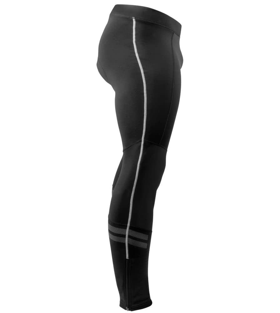 Men's Windproof Cycling Tights with Padding - High Visibility Reflective Leggings for Cold Weather Riding | Winter Biking, Road Cycling & Outdoor Training