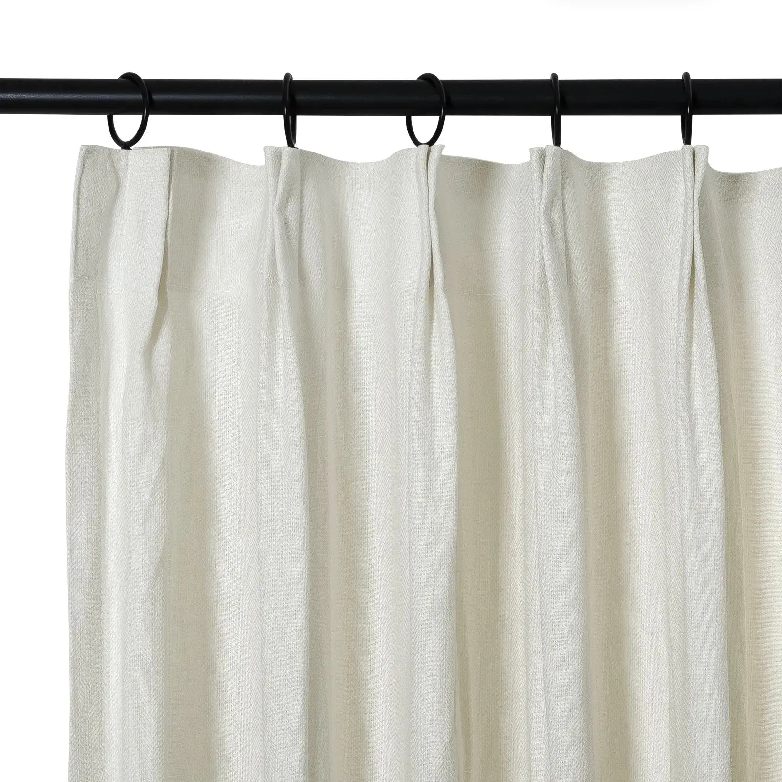 Ron Linen Herringbone Custom Pleated Curtains - Blackout Drapes for Living Room, Bedroom & Home Decor (Set of 2 Panels)