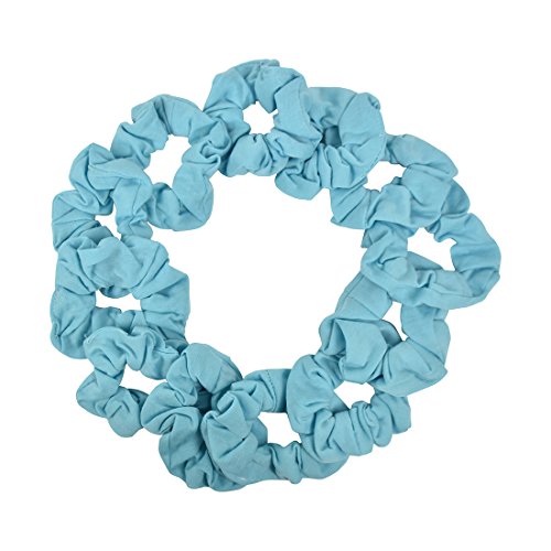 12 Pack Solid Hair Ties Scrunchies for Women & Girls - Sky Blue Soft Elastic Hairbands for Ponytail, Workout, Yoga, and Daily Use