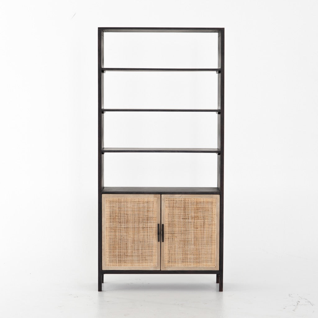 Caprice Bookshelf - Black Wash Mango Wood Bookcase for Living Room, Bedroom & Office Storage | Modern Rustic Bookshelf Organizer