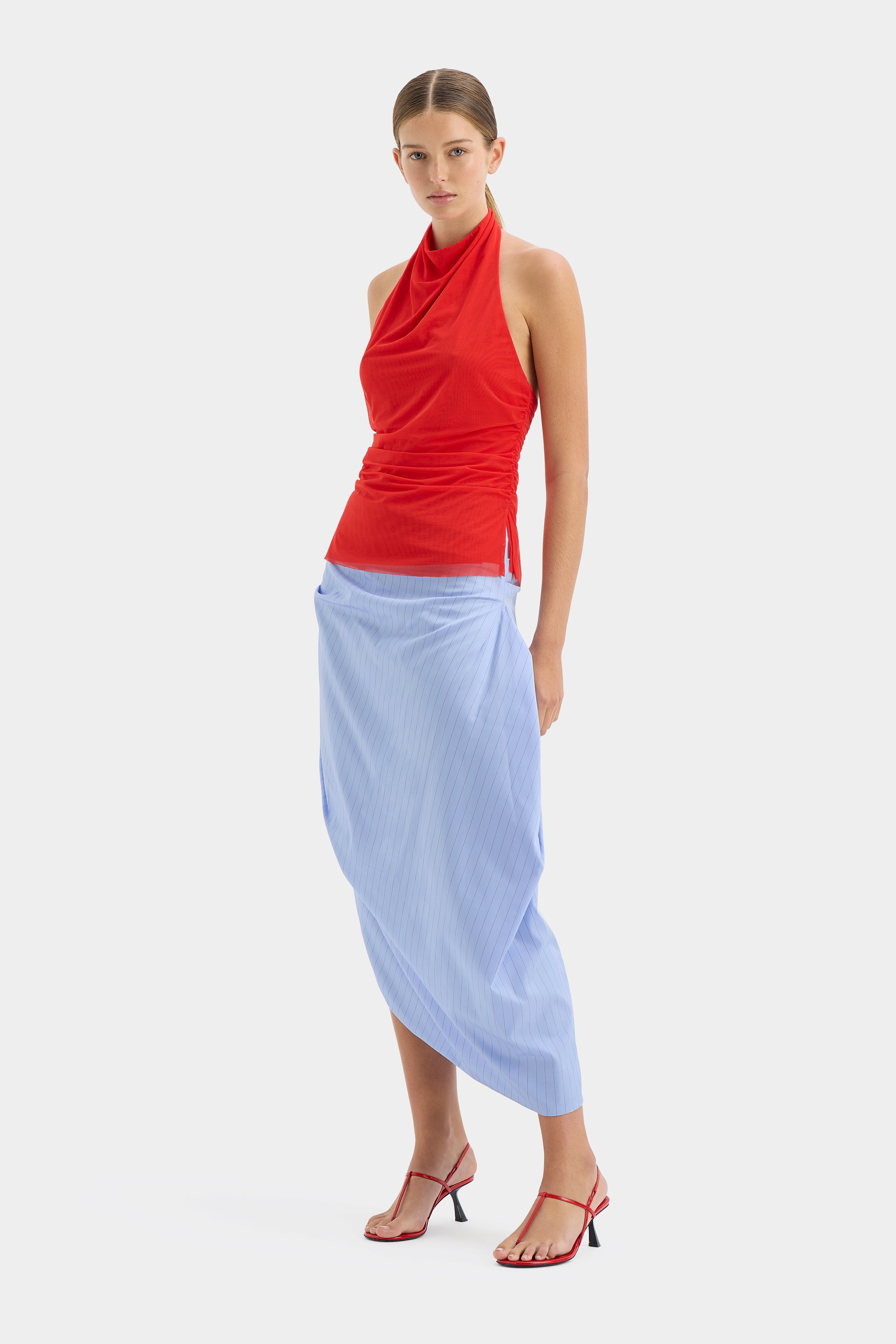 Lori Midi Skirt Sky Blue - Flowy A-Line Women's Skirt for Casual Wear, Office & Summer Outfits