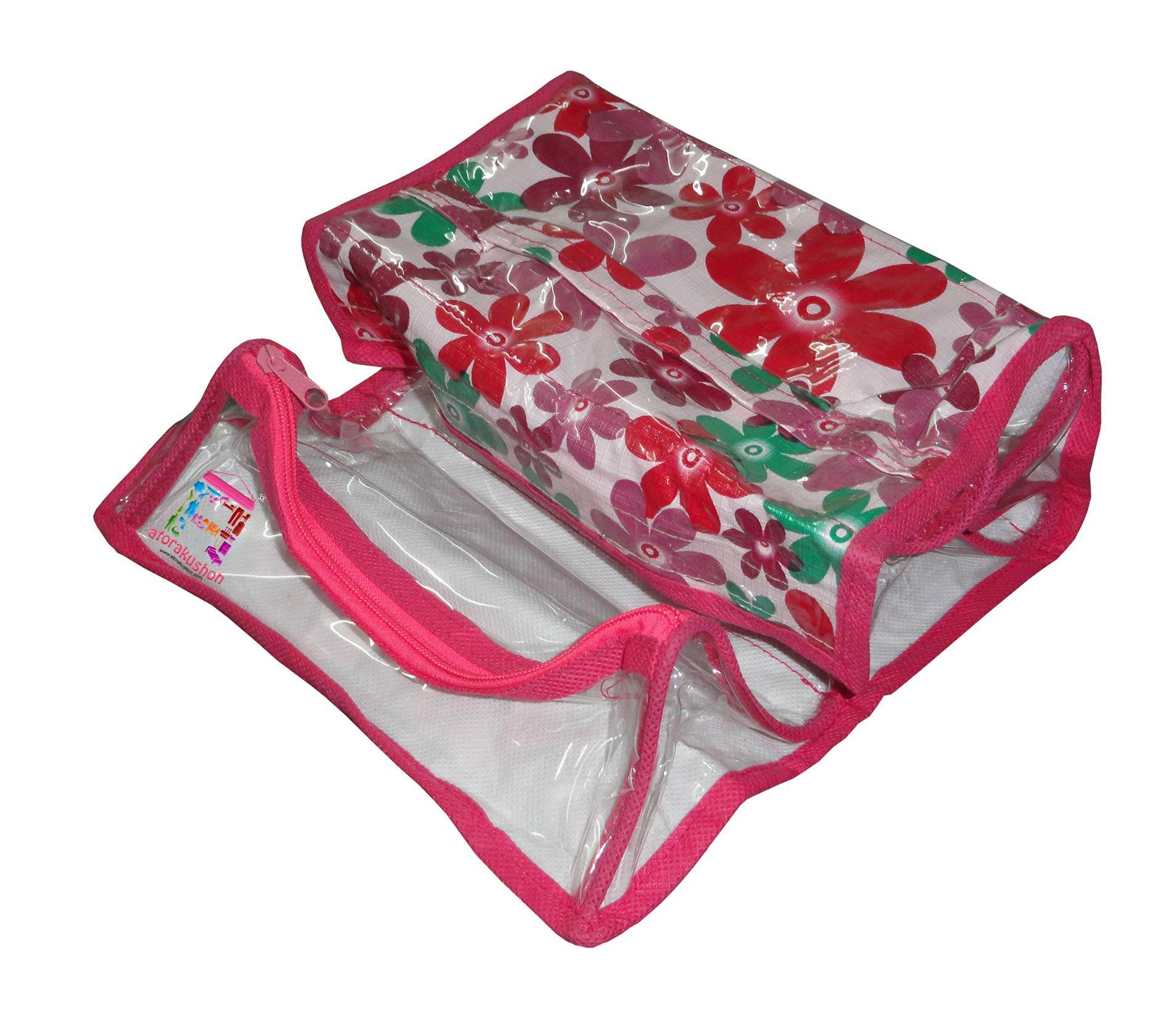 Atorakushon® Pink Fabric Cosmetic Organizer - 2 Pack Waterproof Makeup Bag & Jewelry Pouch for Travel, Gym, Daily Use - Unisex Toiletry Kit for Women & Men
