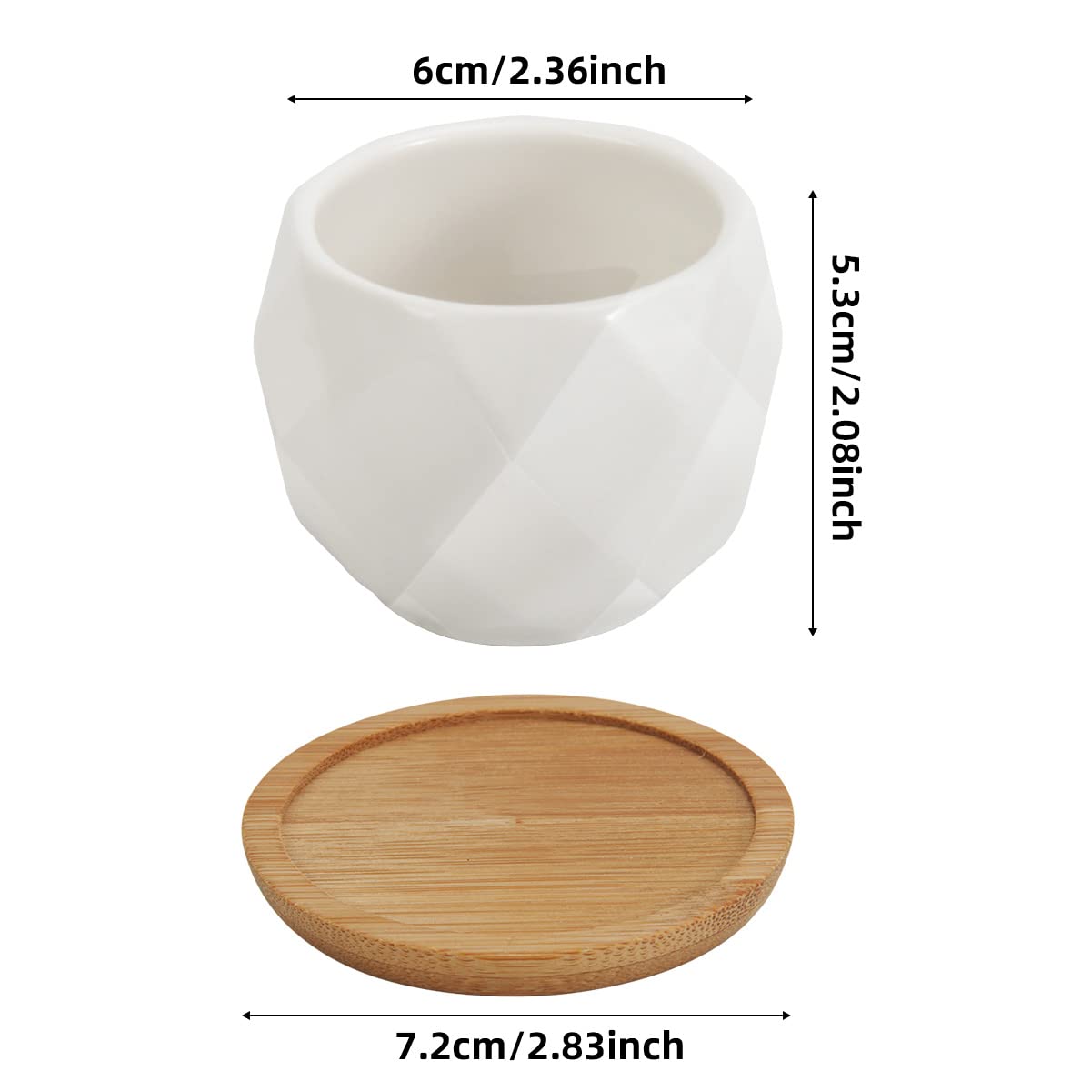 ZOUTOG 12 Pack 2.5 Inch White Mini Ceramic Succulent Pots with Drainage Hole - Small Square Pattern Planters for Indoor Plants, Home Decor, Office Desk, Wedding Favors (Plants Not Included)
