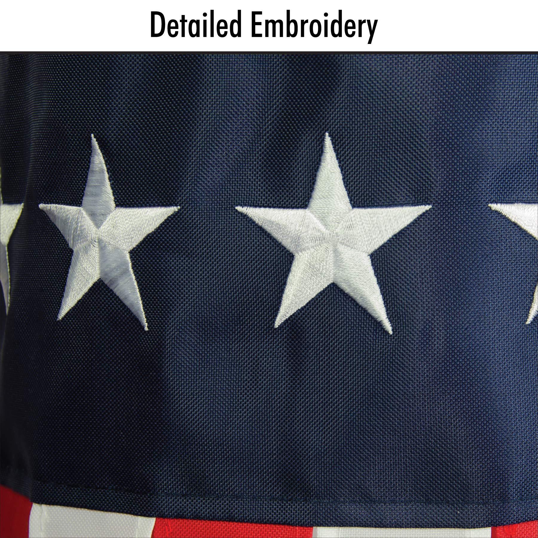 60 Inch Embroidered Star Windsock - Patriotic Outdoor Decor for Garden, Yard, and Porch | Perfect for 4th of July, Memorial Day, and Veterans Day Celebrations