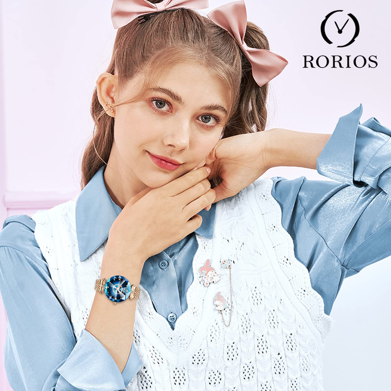RORIOS Women's Waterproof Analog Quartz Watch - Rose Gold Stainless Steel Strap Fashion Dress Wristwatch for Women | Perfect for Office, Party & Everyday Wear